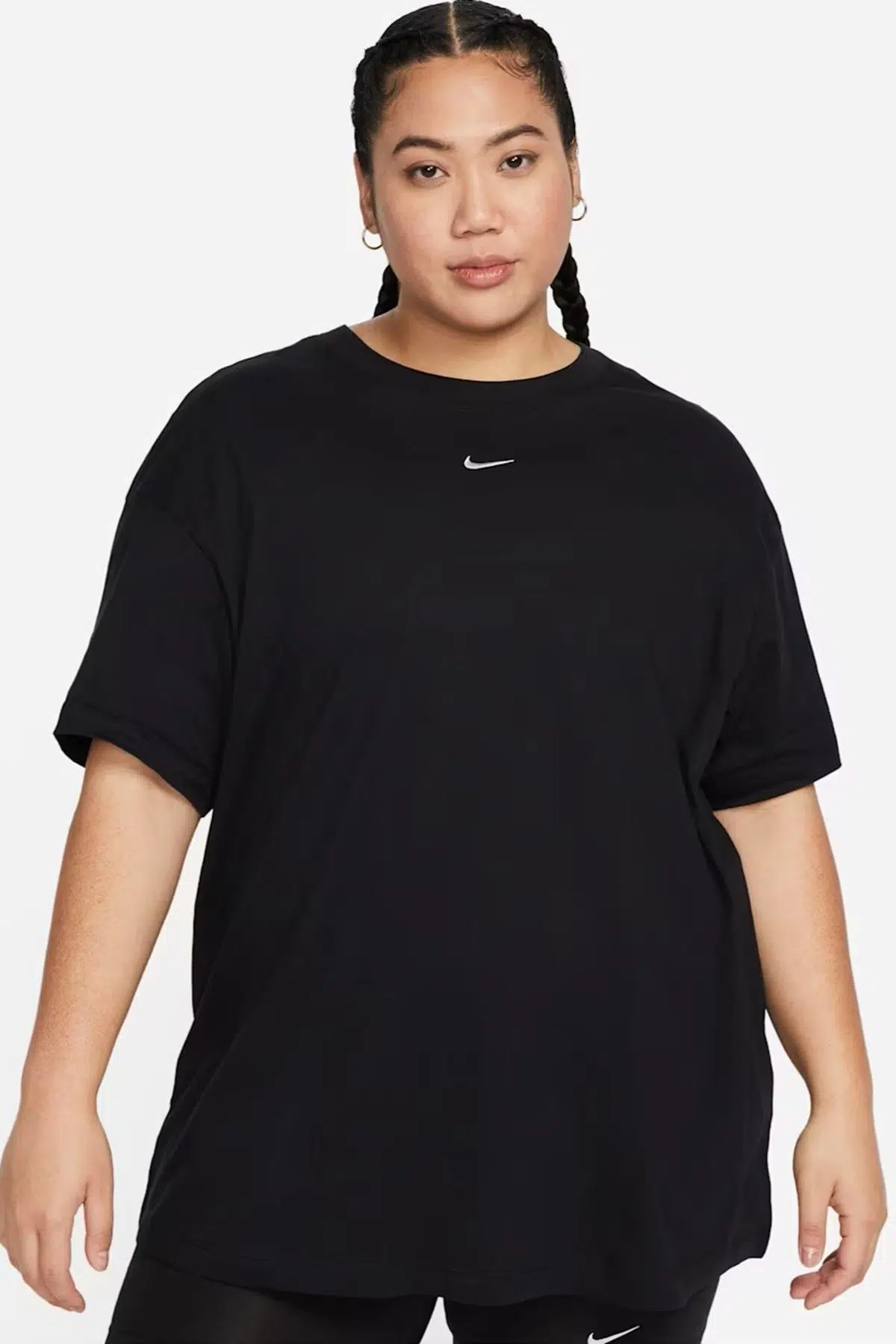 Nike Sportswear Essential Loose Fit Womens Tee Organik Kumaş Bol Kesim Kadın Tişört Siyah
