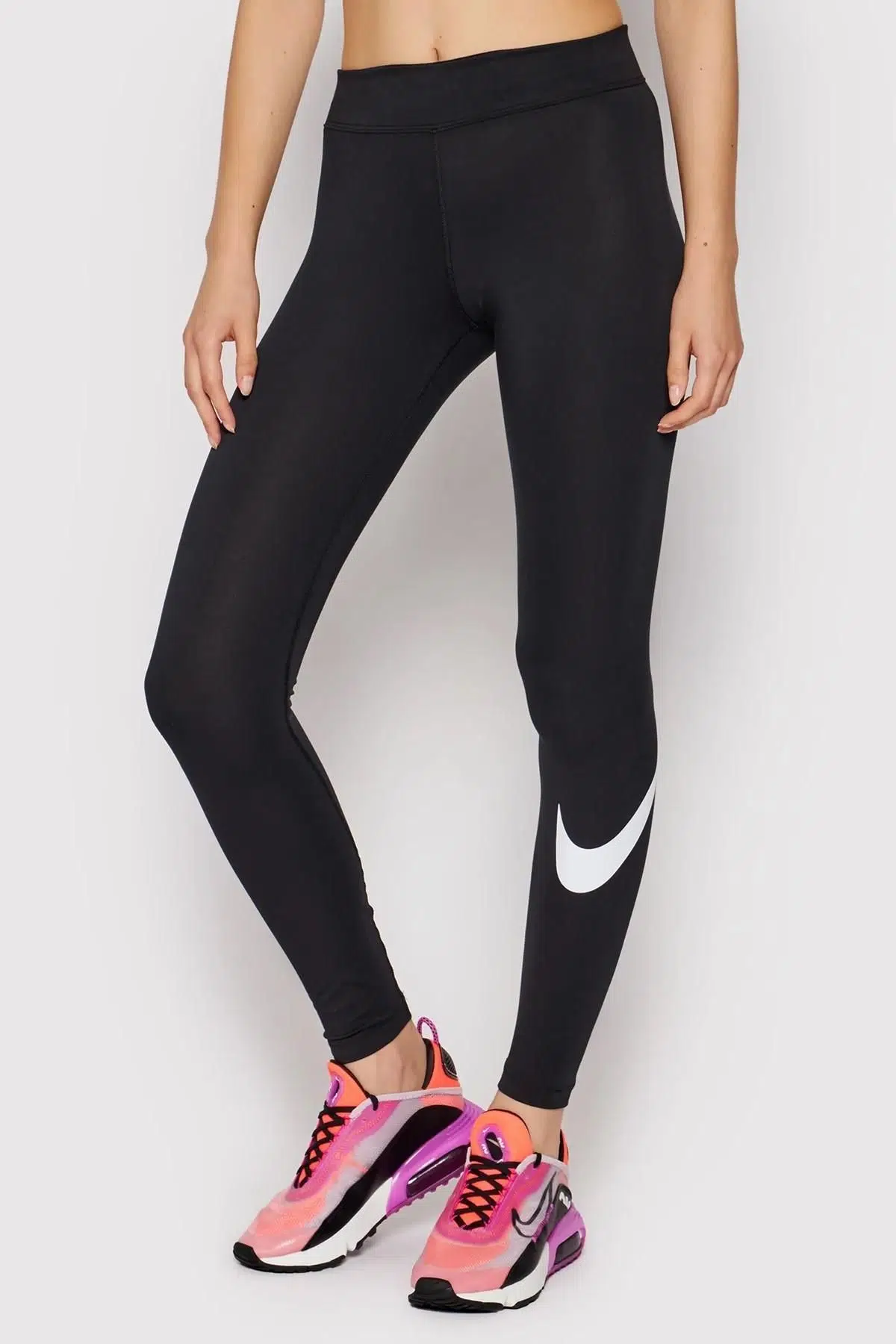 Nike Sportswear Essential Cotton Leggings Swoosh Pamuklu Kadın Taytı Siyah