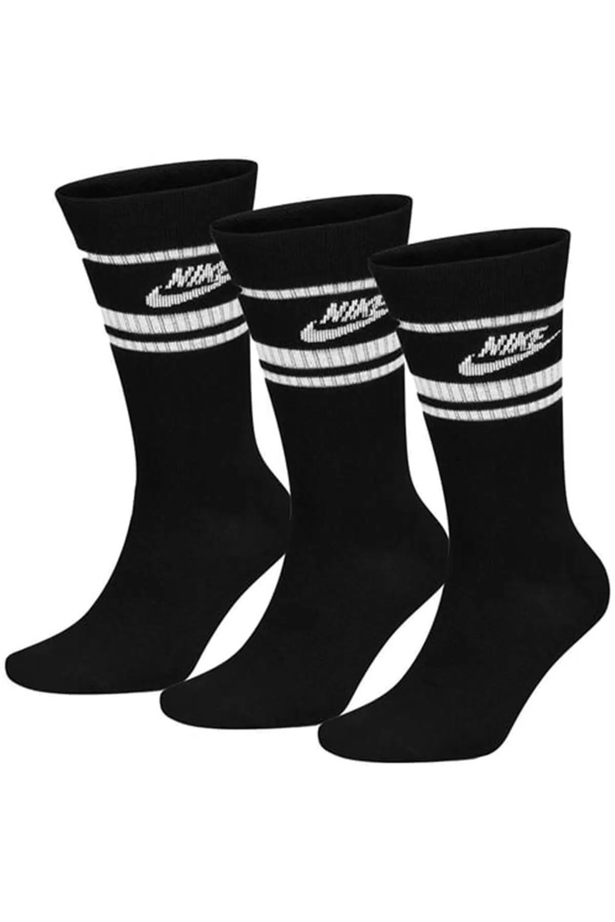 Nike Unisex Sportswear Everyday Essential Crew Stripe Çorap 3'lü Paket Unisex Siyah