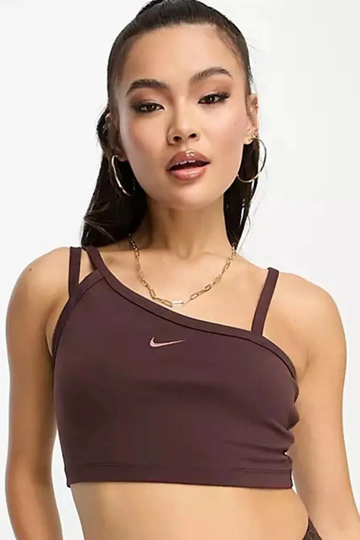 Nike Sportswear Everyday Modern Women's Asymmetrical Crop Tank Kadın Askılı Crop Atlet Bra Kahverengi