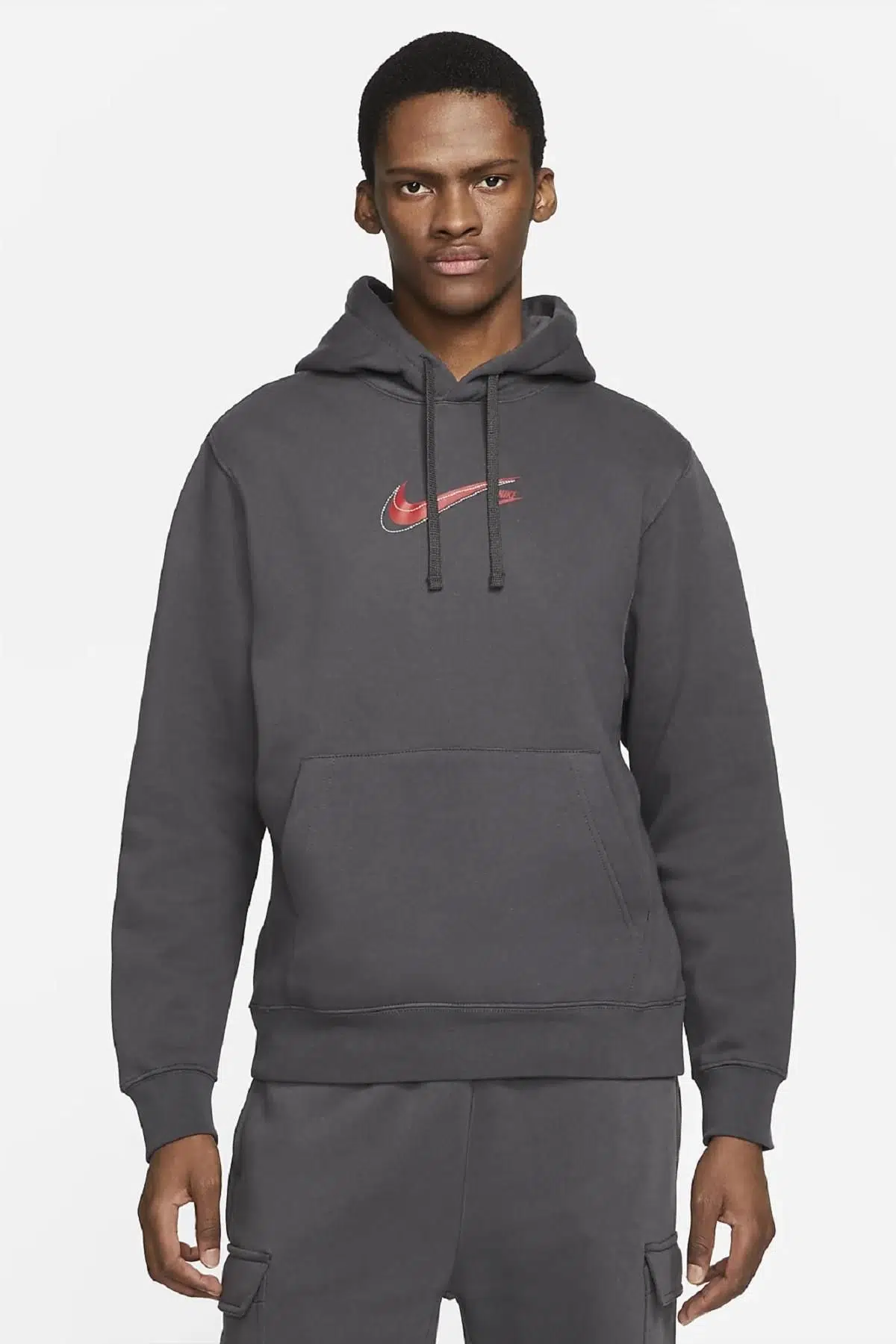 Nike Sportswear Court Hoodie Swoosh Kapüşonlu Antrasit Kalın Sweatshirt DD