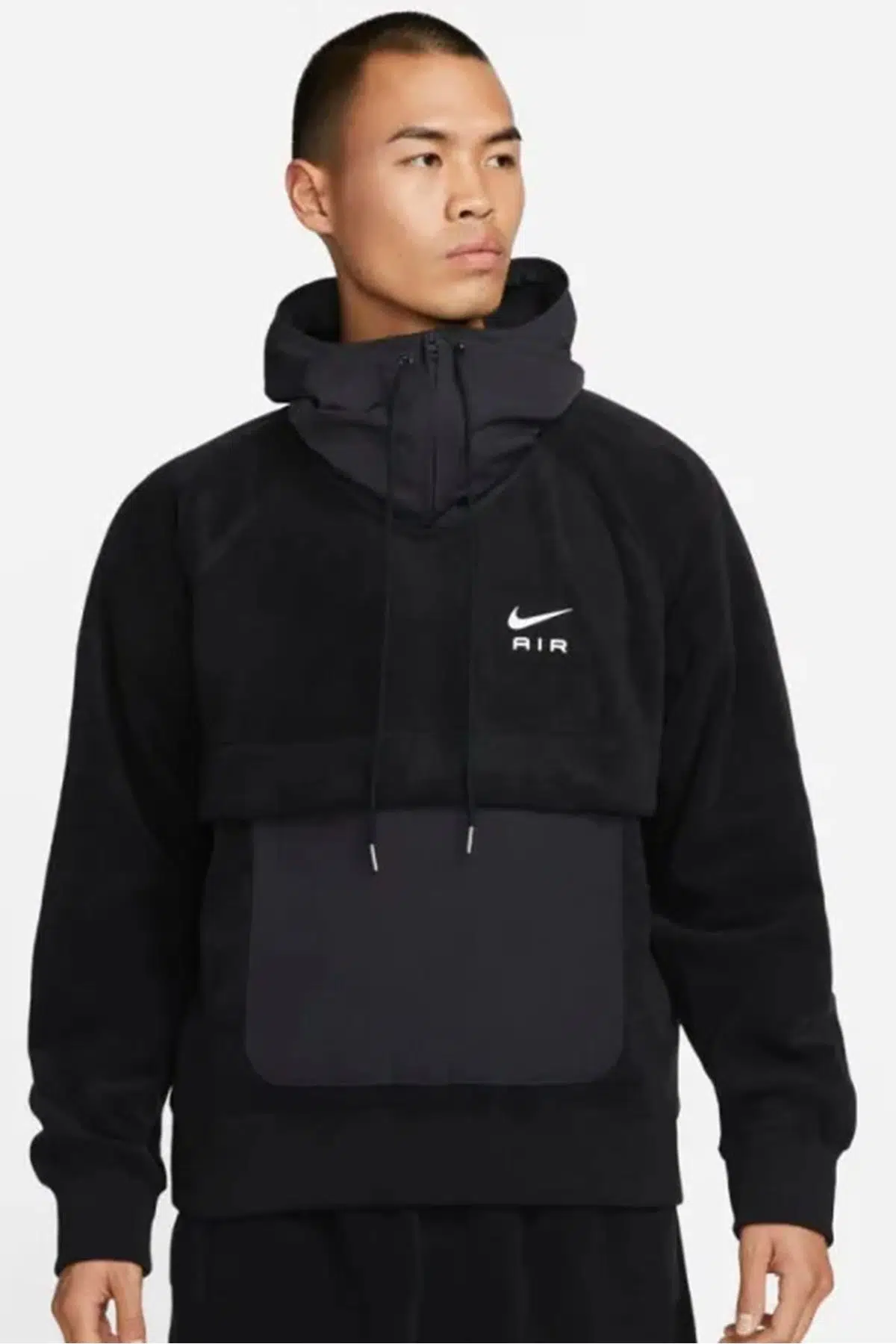 Nike Air Winterized Terma Fit Pullover Loose Fit Mens Hoodie Erkek Bol Kesim Kapüşonlu Polar Sweatshirt Siyah