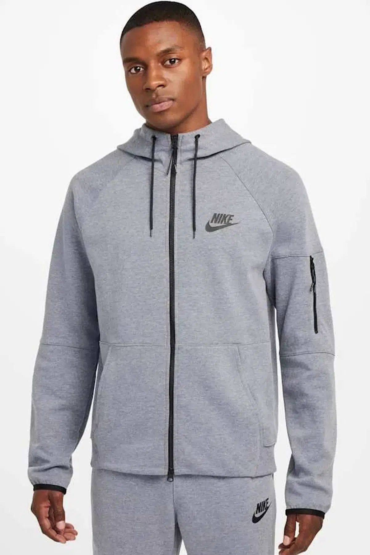 Nike Sportswear Fleece Full Zip Hoodie Kapüşonlu Unisex Sweatshirt Mavi Gri