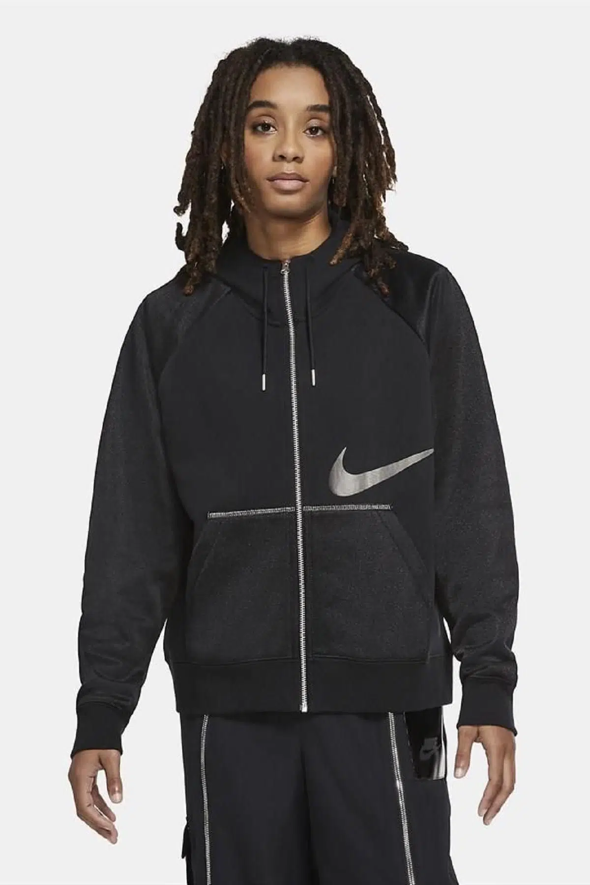 Nike Nsw Icon Clash Loose Fit Bol Kesim Kapüşonlu Siyah Sweatshirt DC