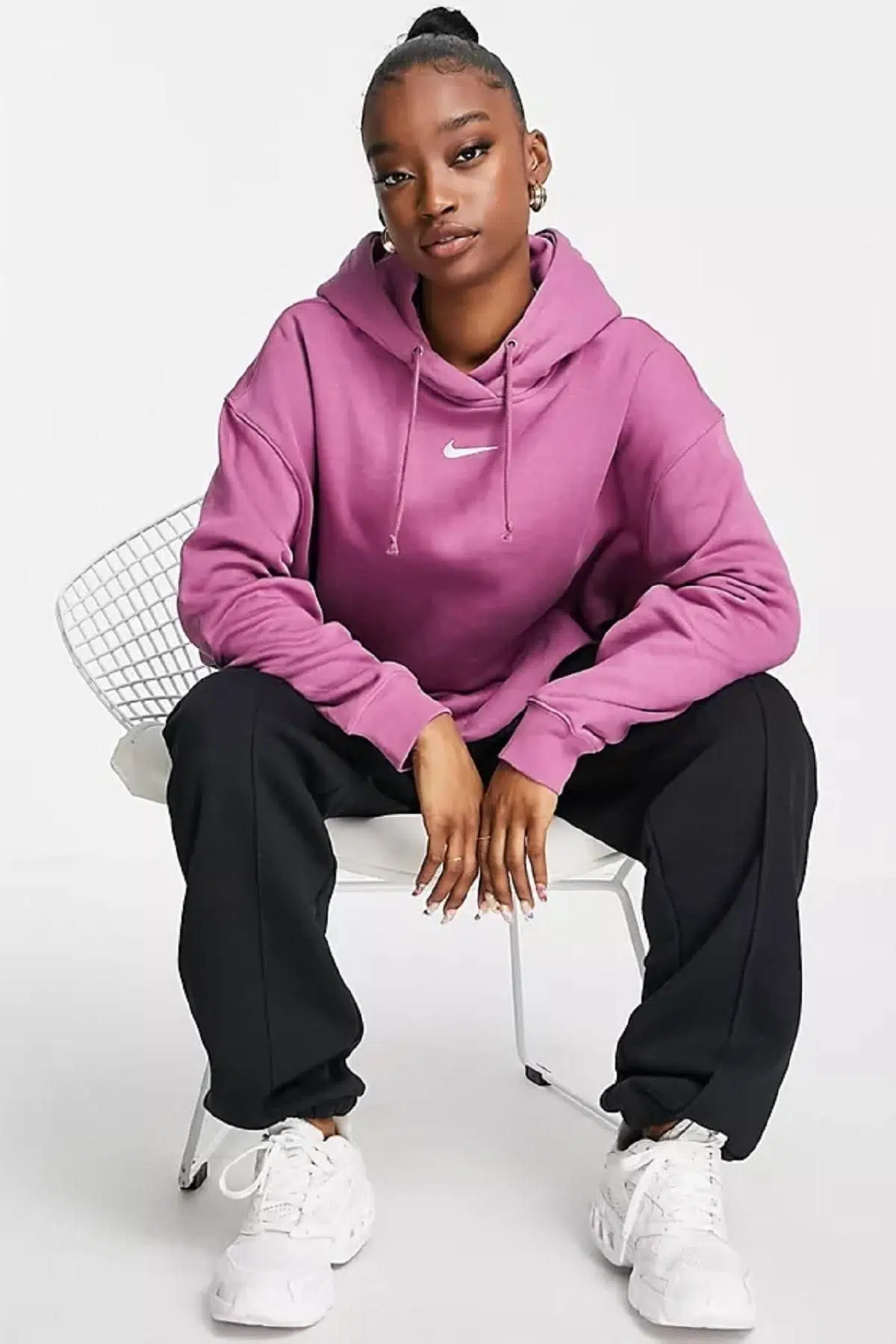 Nike Sportswear Fleece Hoodie Oversized Fit Kapüşonlu Purple Sweatshirt Mor DJ