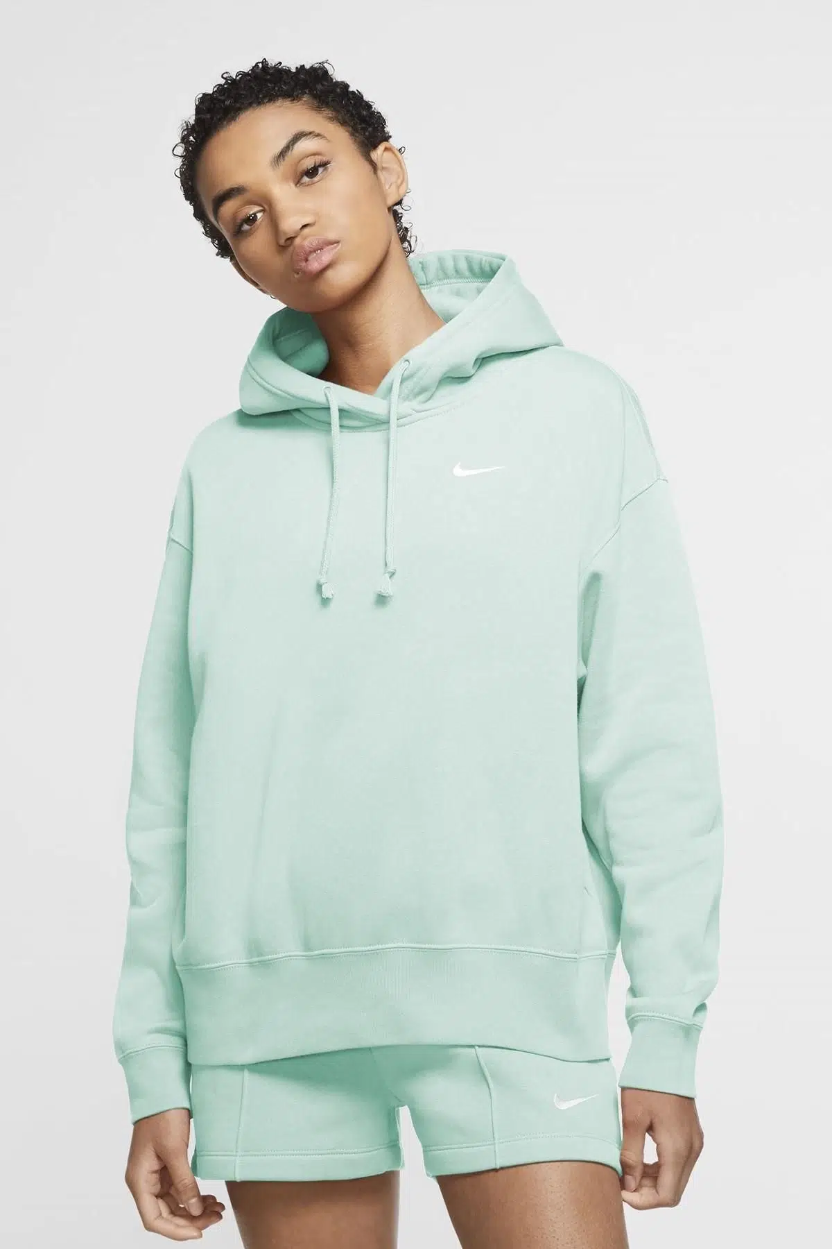 Nike Sportswear Fleece Hoodie Oversized Fit Kapüşonlu Su Yeşili Sweatshirt