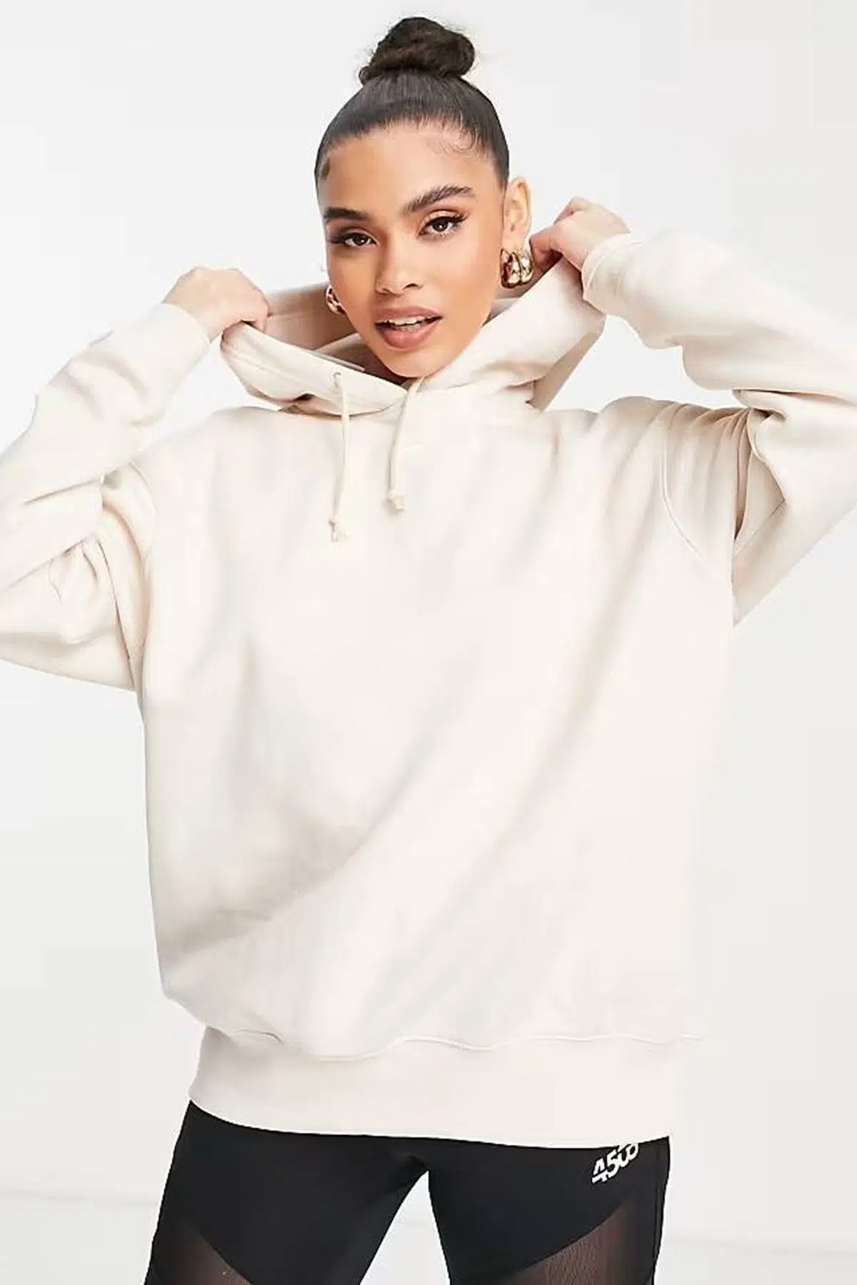 Nike Sportswear Fleece Hoodie Oversized Kapüşonlu Bol Kesim Unisex Sweatshirt Ekru