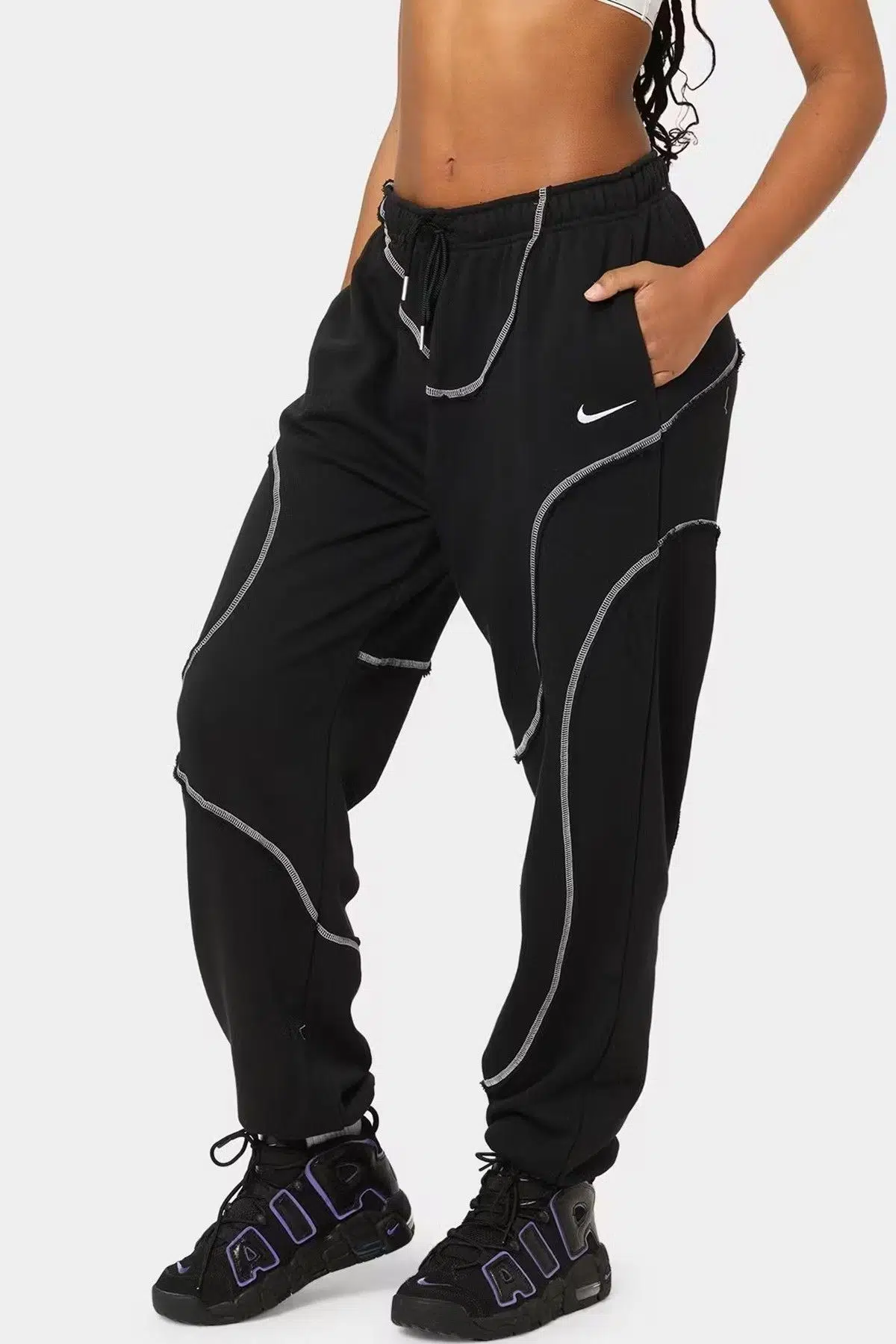 Nike Sportswear Fleece Swirl Oversized Jogger Kadın Geniş Kalıp Eşofman Altı Siyah