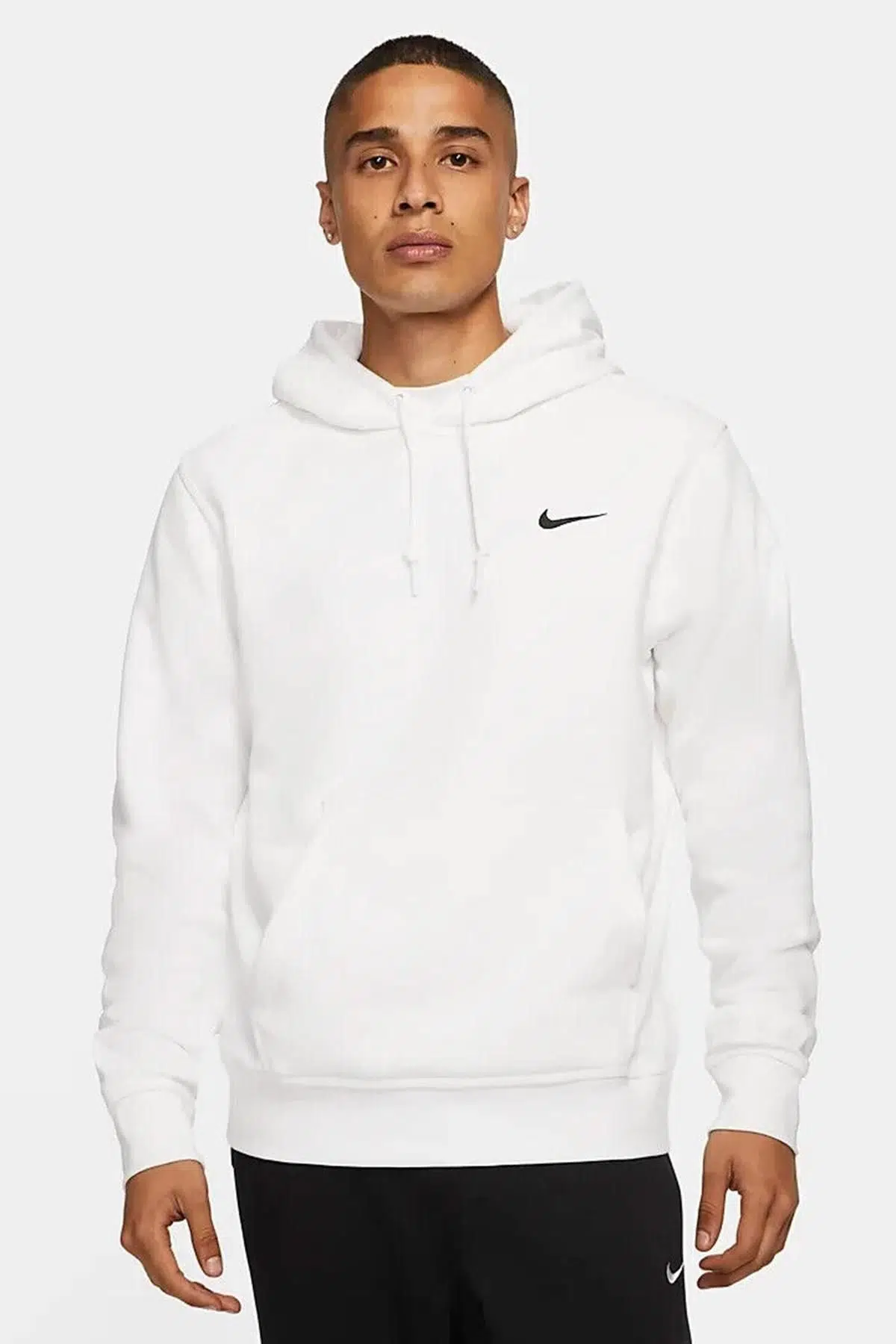 Nike Sportswear Fleece Swoosh Hoodie Kapüşonlu Pamuklu Kalın Unisex Sweatshirt Beyaz