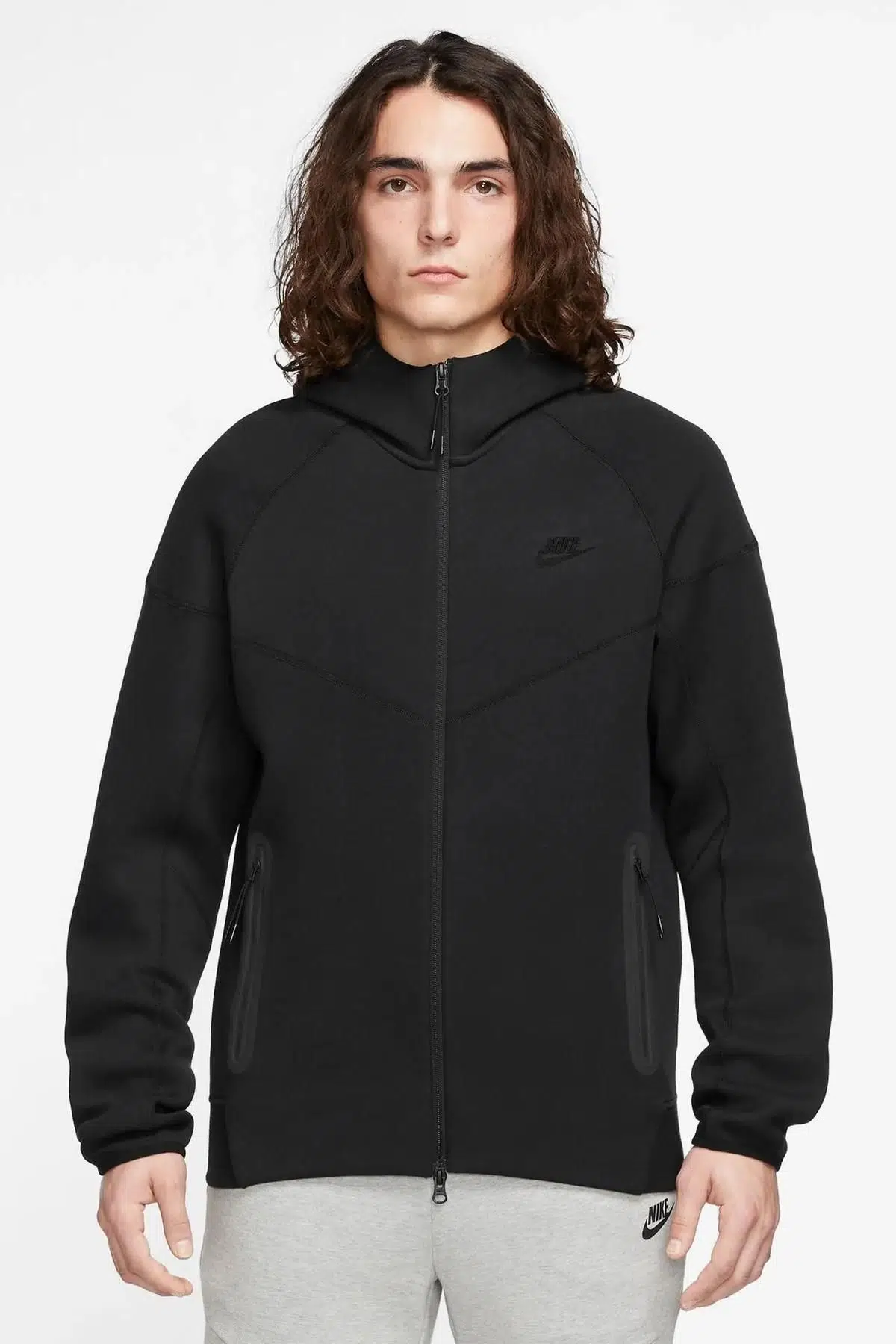 Nike Tech Fleece Full Zip Windrunner Erkek Hoodie Kapüşonlu Siyah Sweatshirt