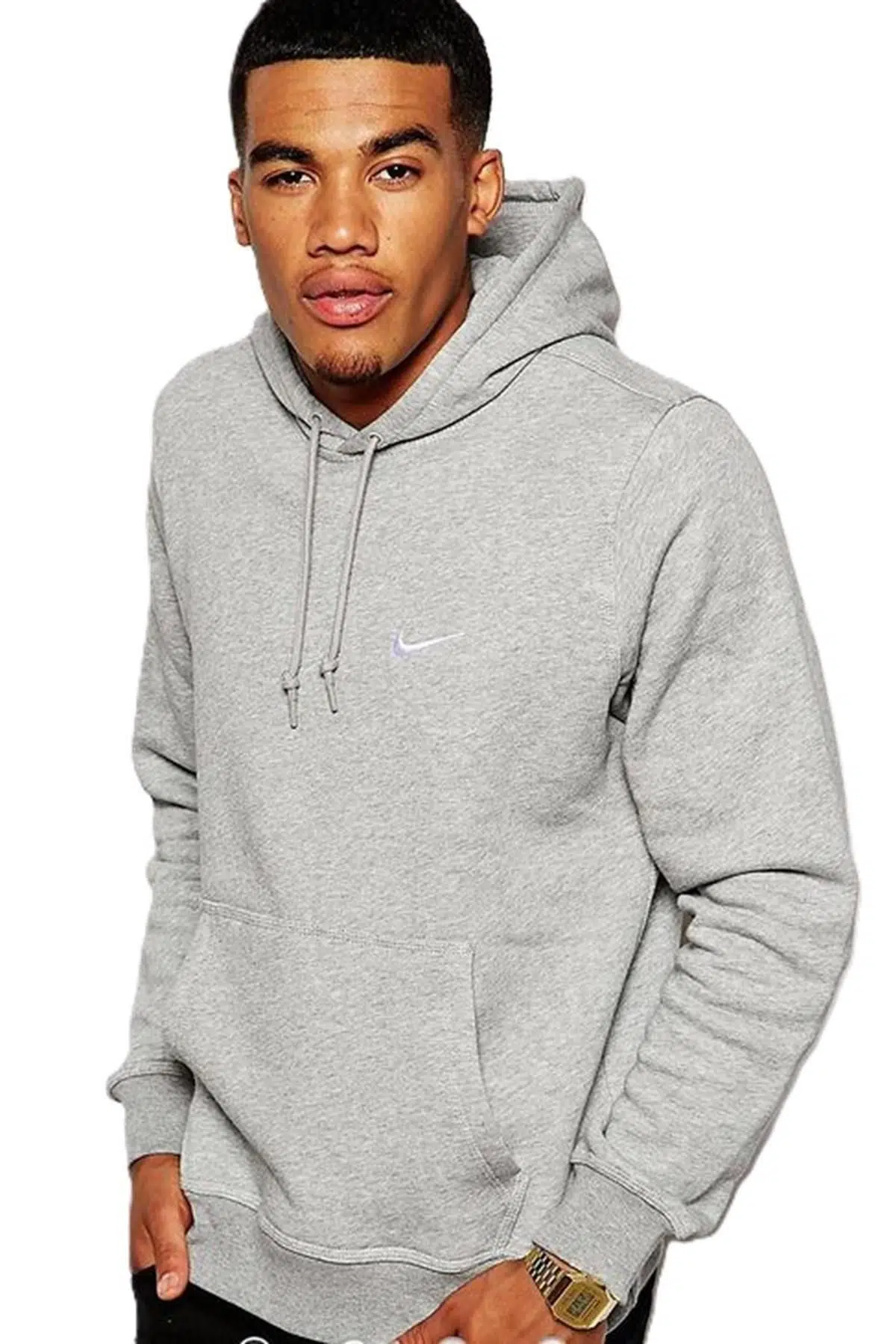 Nike Sportswear Fleece Swoosh Hoodie Kapüşonlu Pamuklu Kalın Unisex Sweatshirt Gri