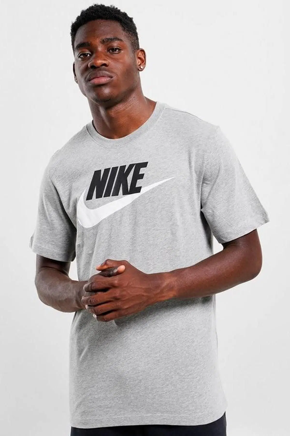 Nike Sportswear Futura Swoosh Logo Tee T Shirt Unisex Baskılı Tişört Gri