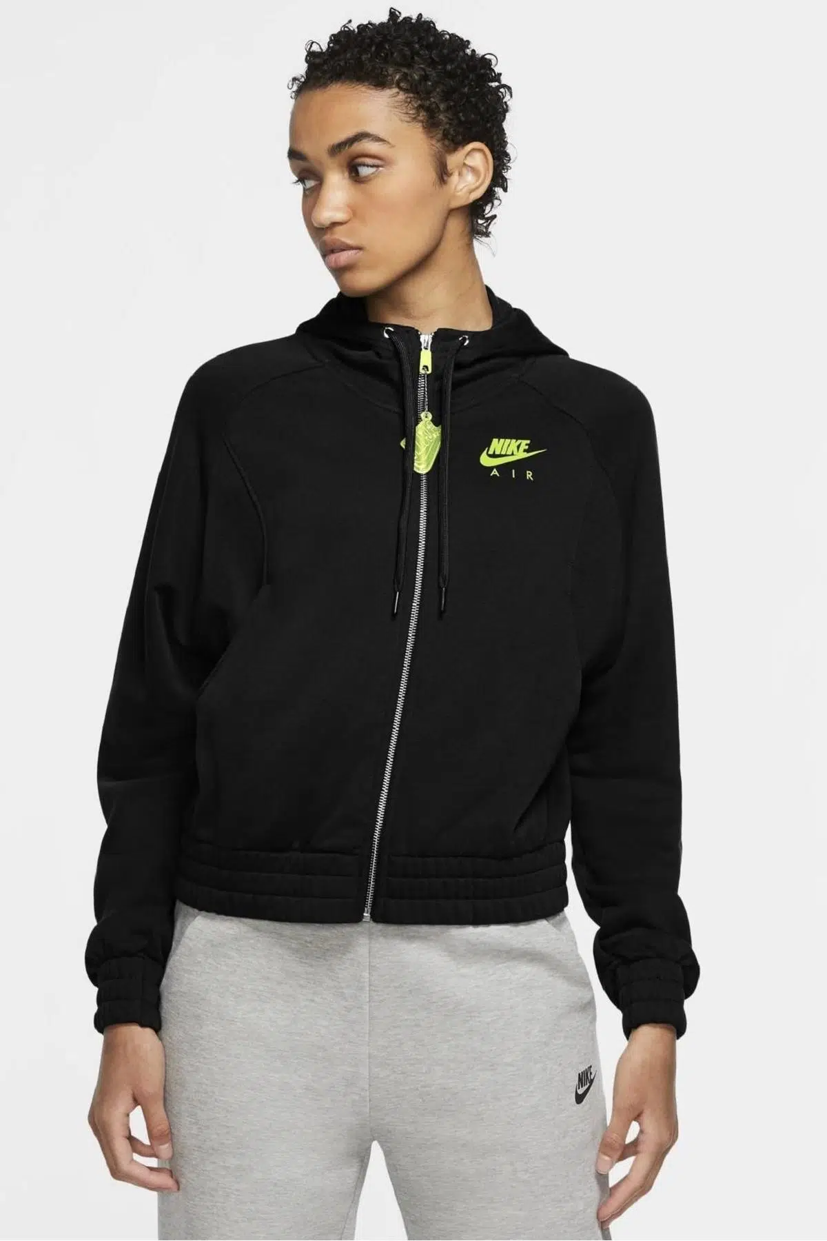 Nike Air Sportswear Fleece Cropped Loose Fit Full Zip Hoodie Kapüşonlu Bol Sweatshirt 
