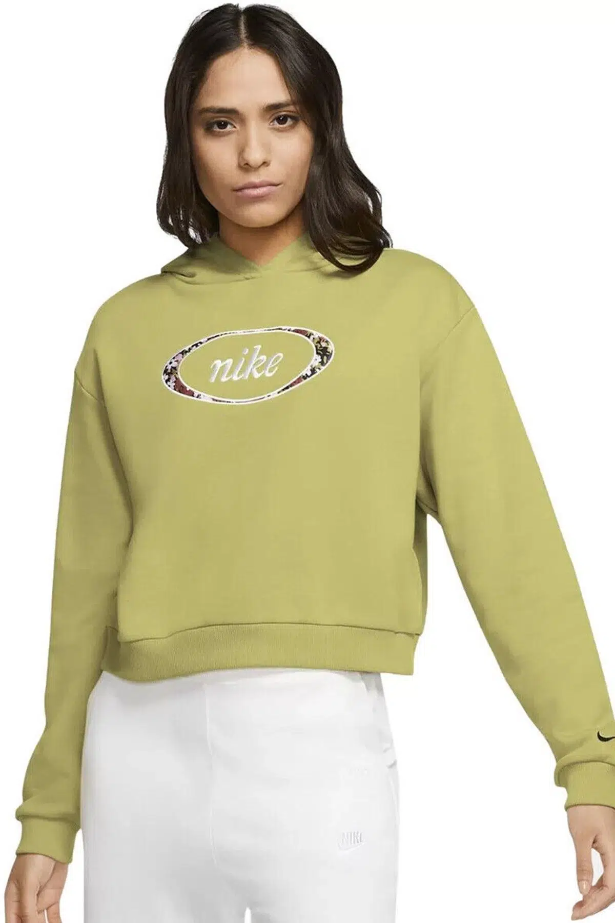 Nike Sportswear Loose Fit Women's Hoodie Crop Kadın Polar Bol Kesim Crop Kapüşonlu Sweatshirt Fıstık Yeşili
