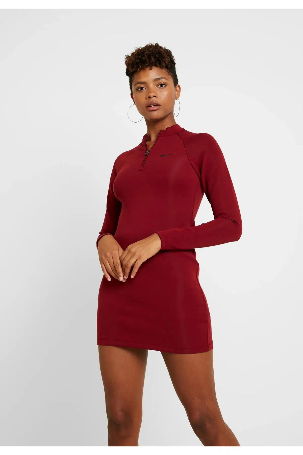 Nike Sportswear Long-Sleeve Kadın Mini Elbise - Bordo