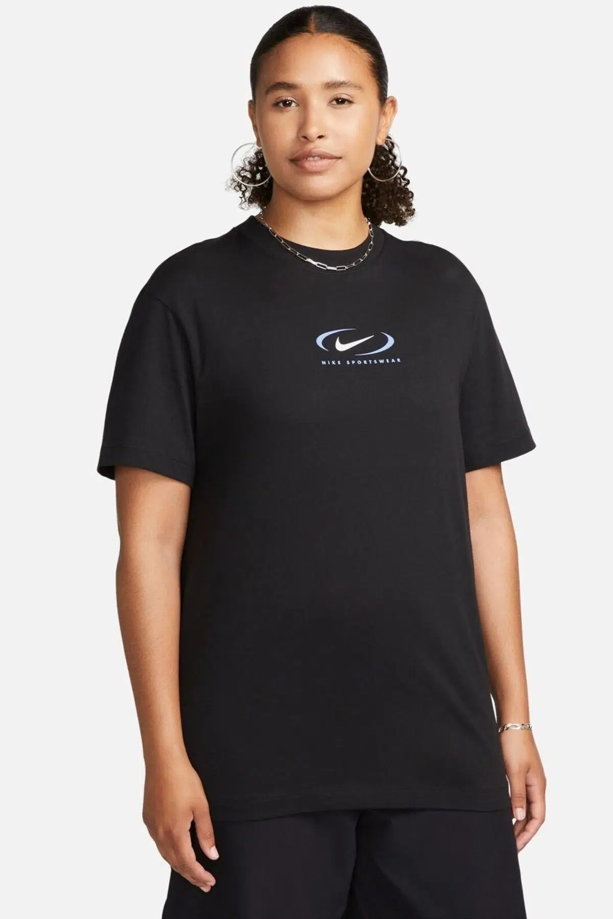 Nike Sportswear Loose Fit Tee Bfoosh Kadın Pamuklu Bol Kesim Tişört Siyah
