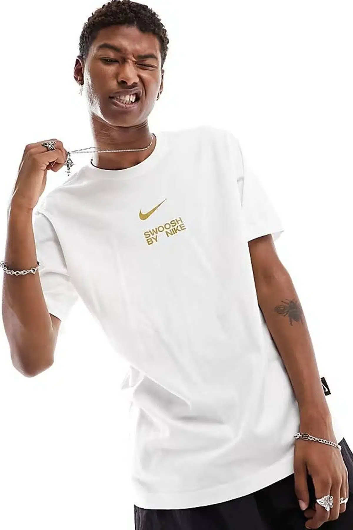 Nike Sportswear Big Swoosh Clothing T-Shirts Erkek Pamuk Tişört Beyaz