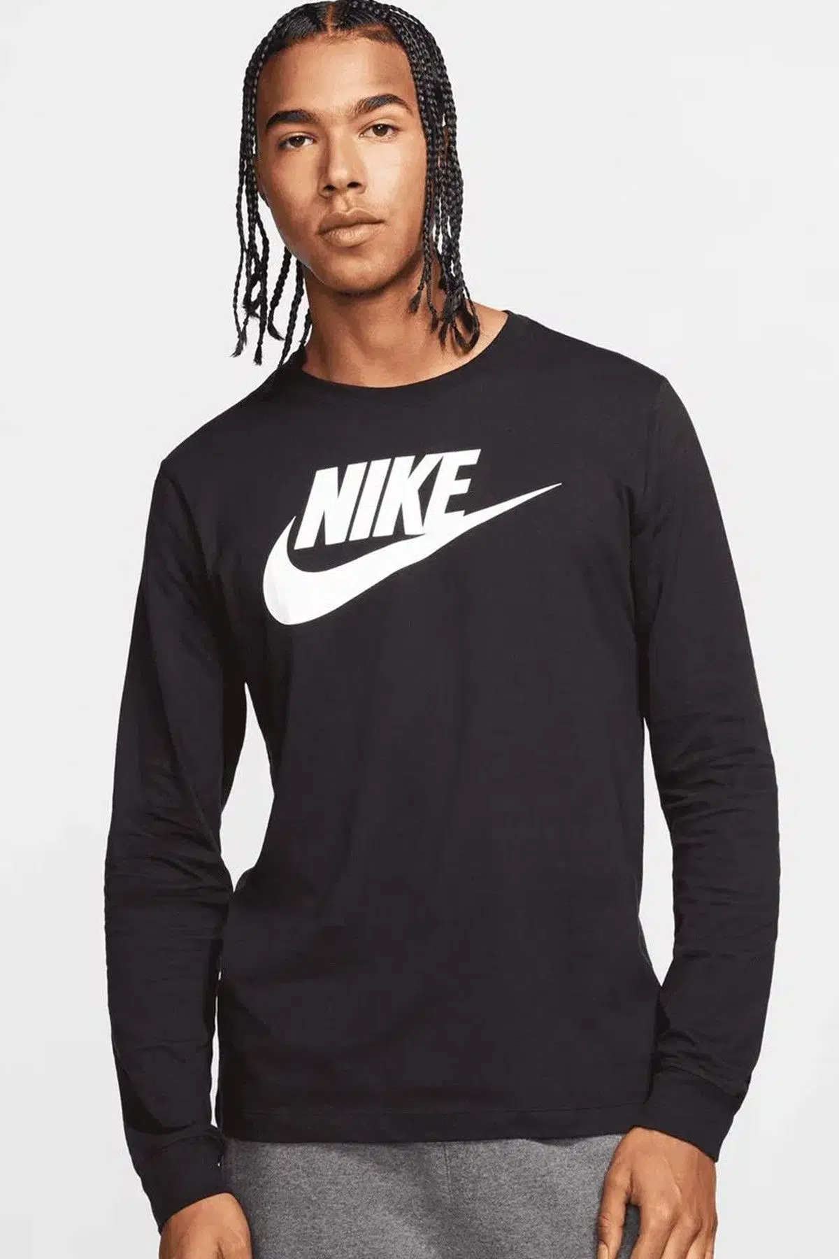 Nike Sportswear Men's Long-Sleeve T-Shirt Erkek Sweatshirt Siyah