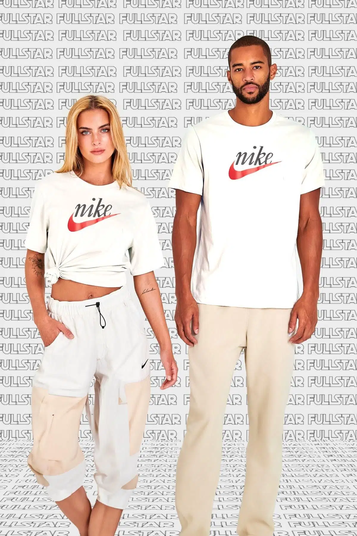 Nike Sportswear Futura Swoosh Logo T Shirt Unisex Baskılı Tişört Beyaz