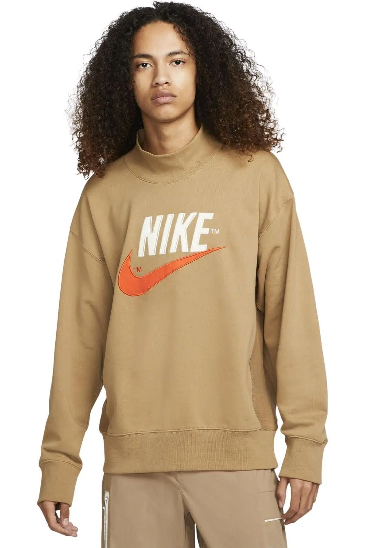 Nike Sportswear Overshirt Mens Oversized Fite Bol Kesim Kahve Sweatshirt 