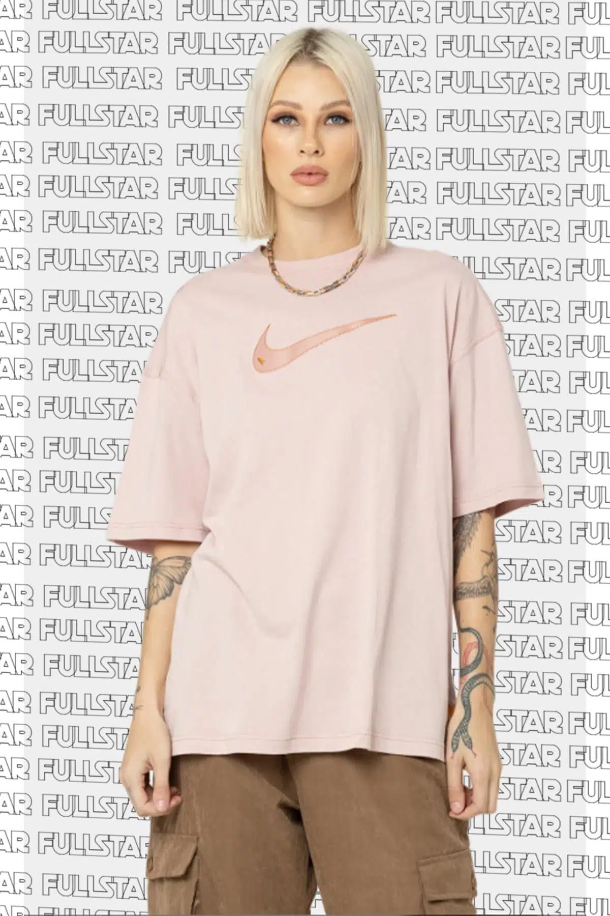 Nike Sportswear Oversized Big Swoosh Tee Swooslu Bol Kesim Pembe Tişört