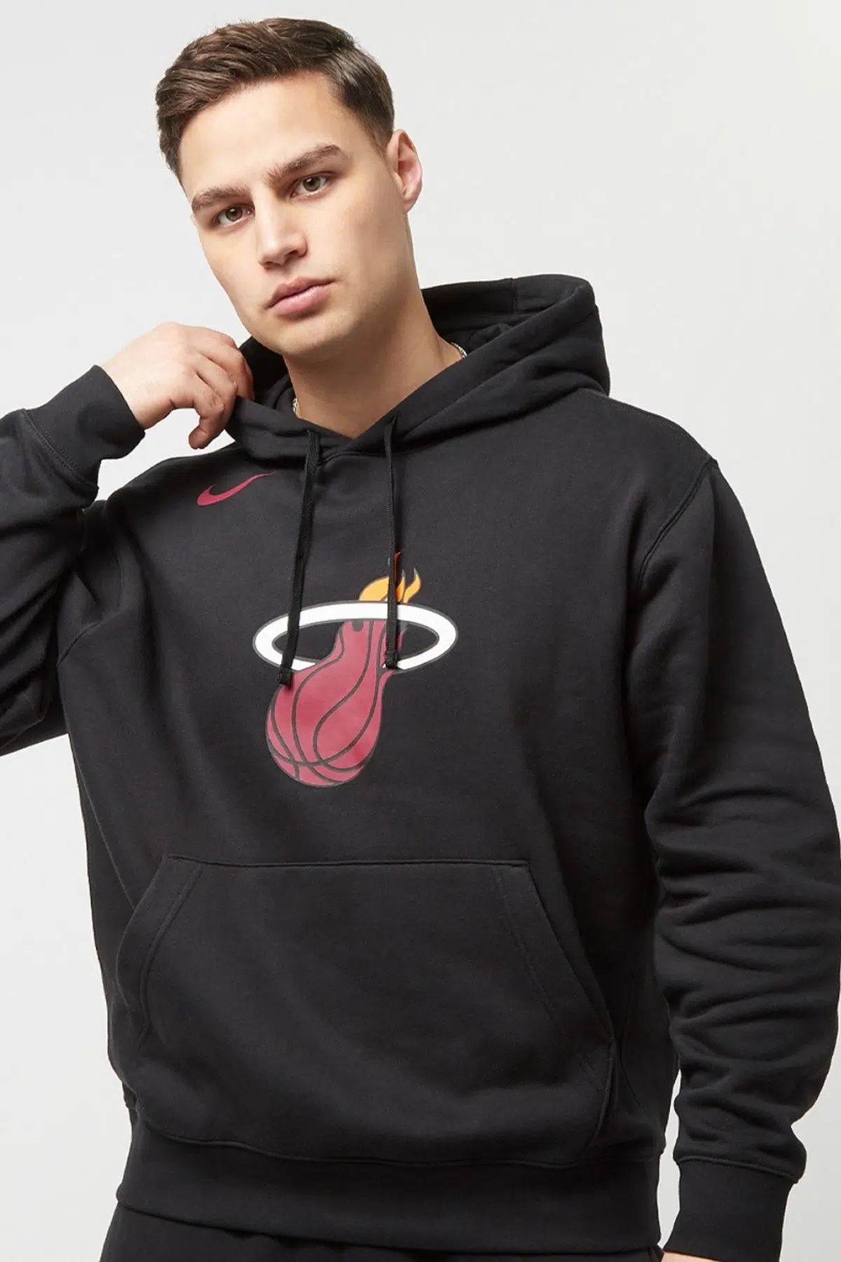 Nike Miami Heat NBA Fleece Pullover Loose Fit Hoodie Erkek Kapüşonlu Bol Kesim Sweatshirt Siyah
