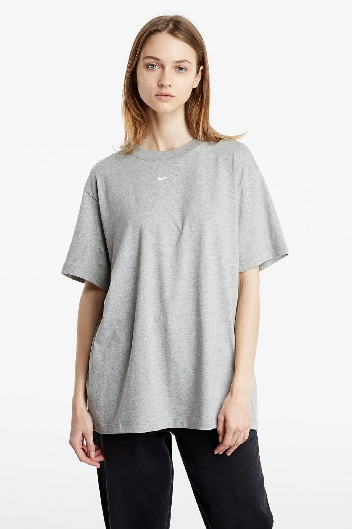Nike Sportswear Oversized T-Shirt Unisex Nakış Swooslu Gri Tişört DH