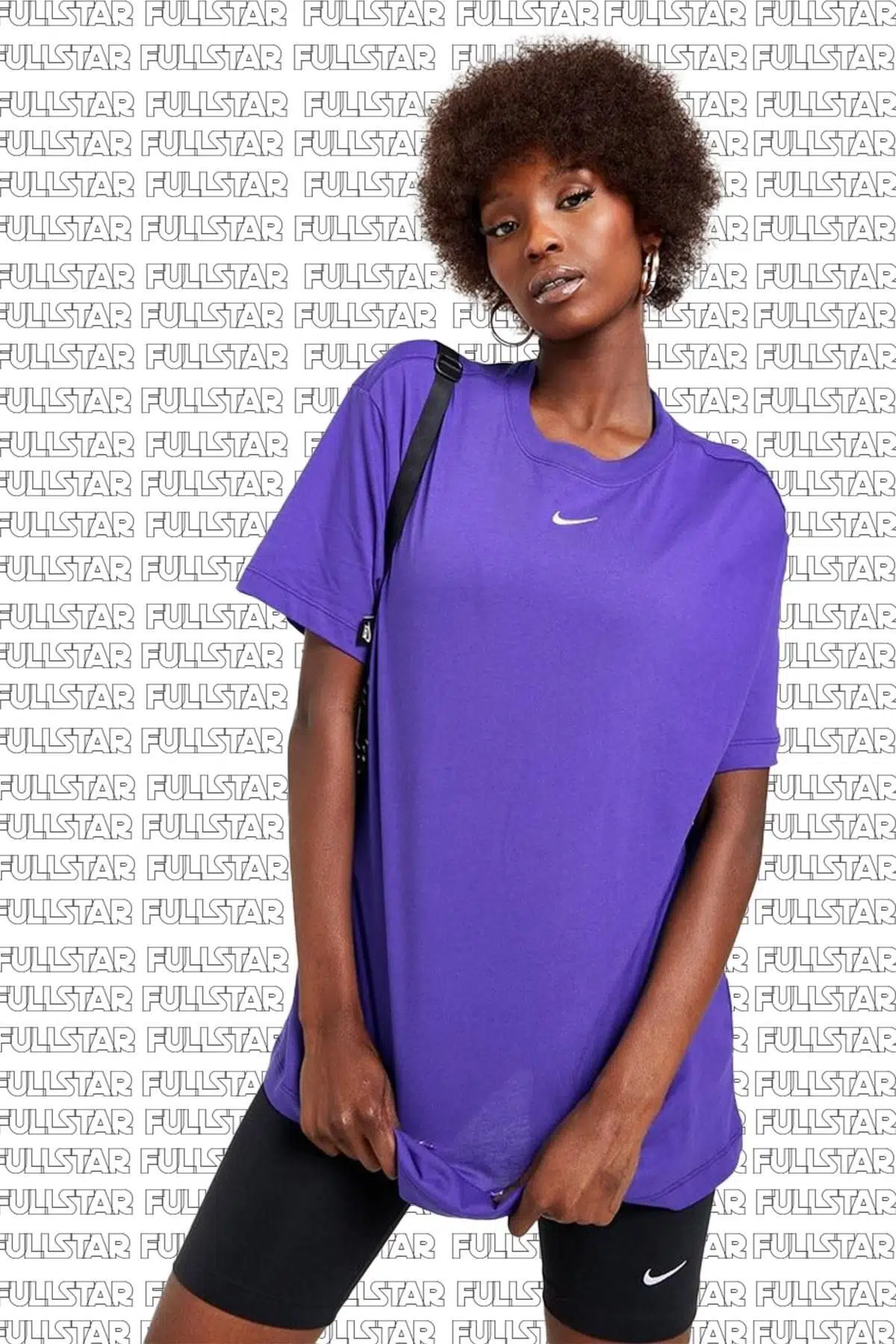 Nike Sportswear Oversized T-Shirt Unisex Nakış Swooslu Mor Tişört