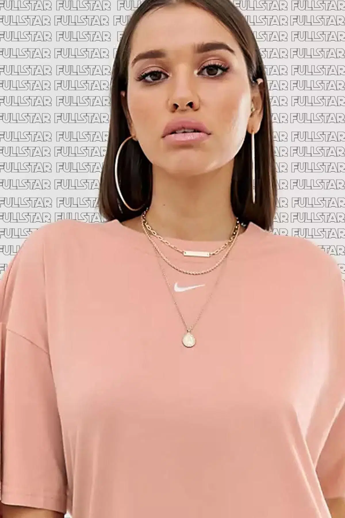 Nike Sportswear Oversized Tee T-Shirt Unisex Nakış Swooslu Pembe Tişört