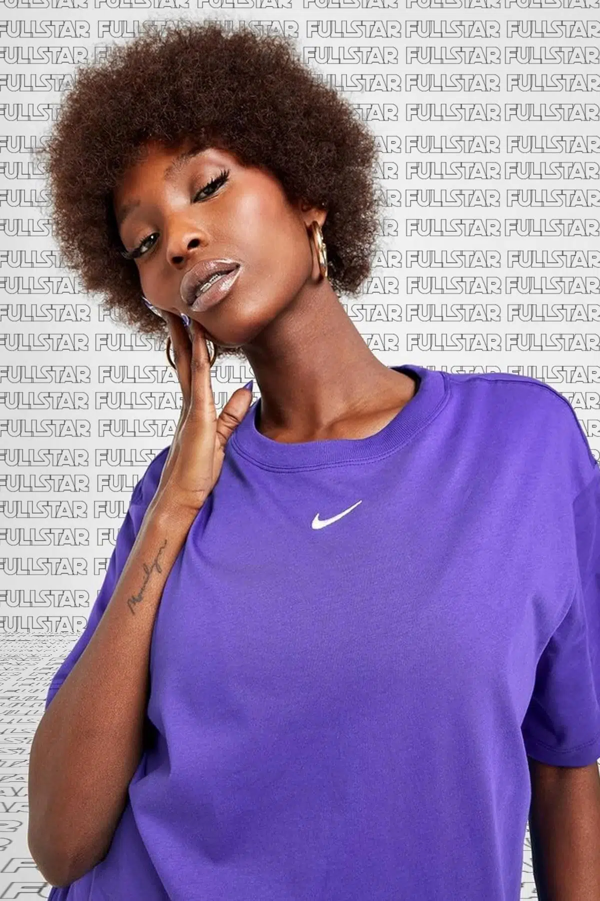 Nike Sportswear Oversized Tee T-Shirt Unisex Nakış Swooslu Sax Mavi Tişört