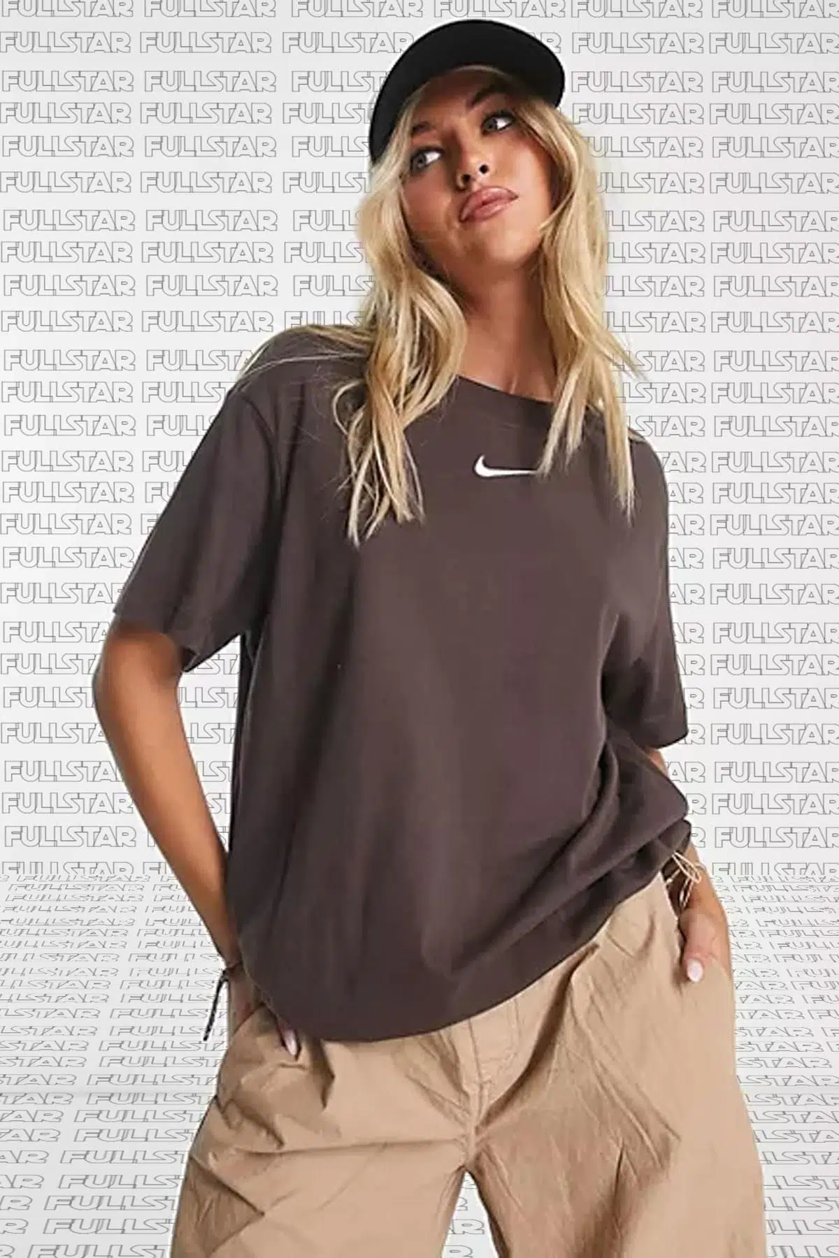 Nike Sportswear Oversized Tee Unisex Nakış Swooslu Bol Kesim Tişört Kahverengi