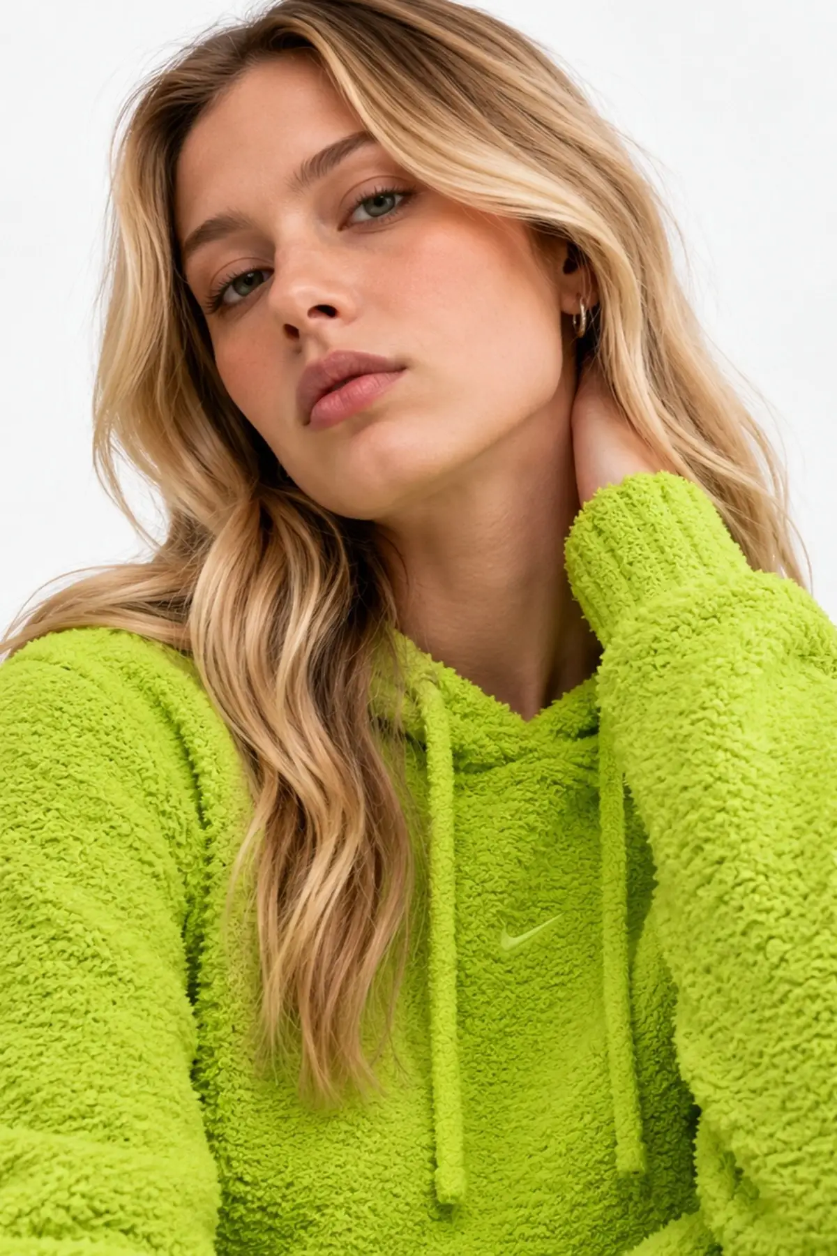 IF0258-063 Nike Sportswear Phoenix Fleece Oversize Cropped Henley Hoodie Geniş Kalıp Kapüşonlu Şardonlu Kadın Crop Sweatshirt Gri