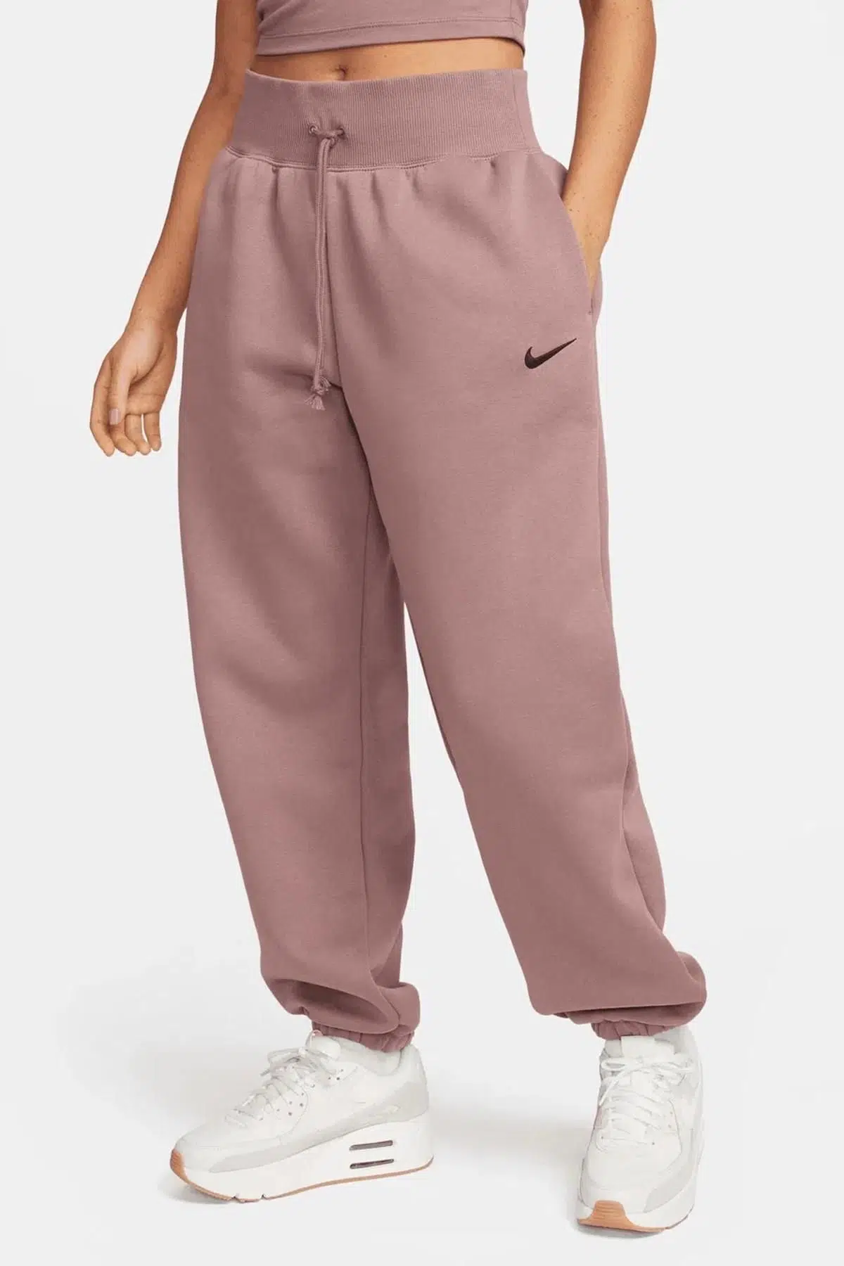 Nike Sportswear Phoenix Fleece High Rise Oversized Şardonlu Büyük Beden Yüksek Bel Kadın Eşofman Altı Açık Kahverengi