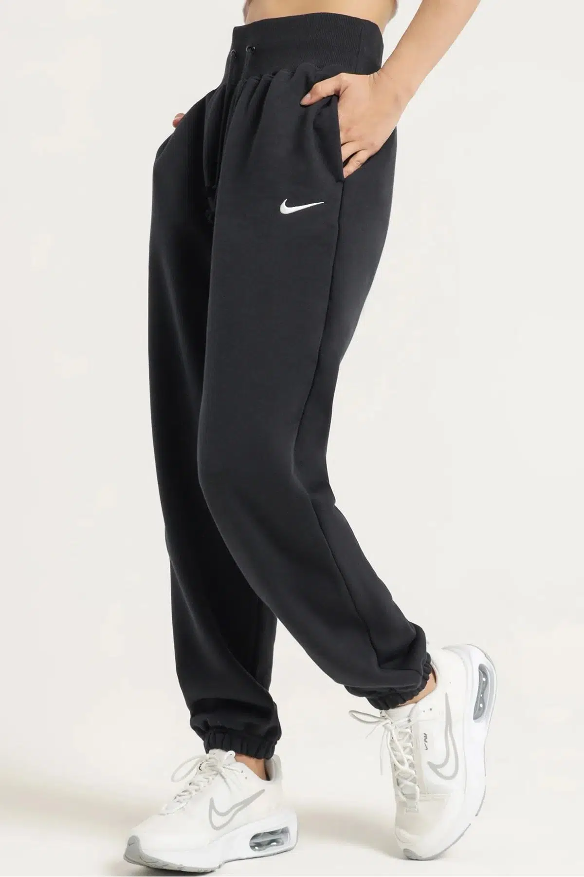 Nike Sportswear Phoenix Fleece High Rise Oversized Şardonlu Büyük Beden Yüksek Bel Kadın Eşofman Altı Siyah