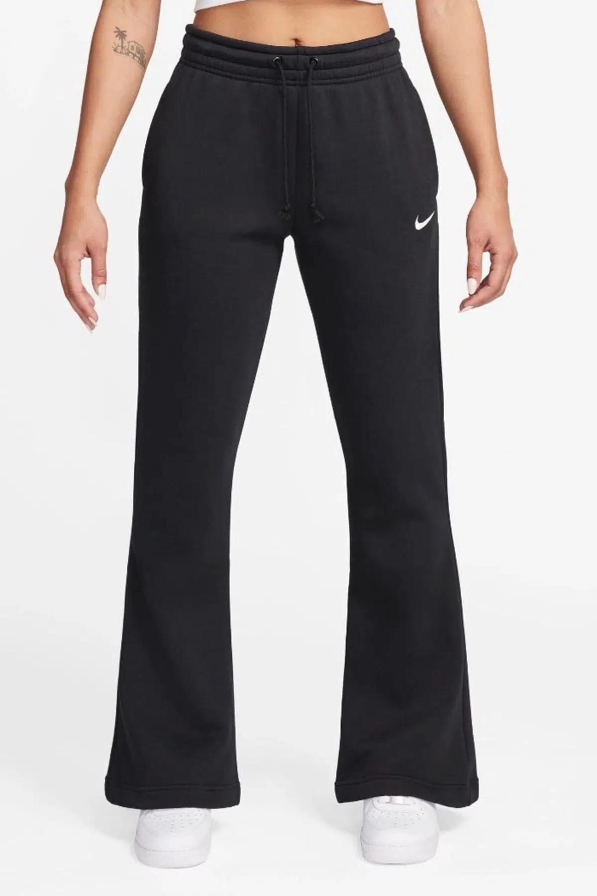Nike Sportswear Phoenix Fleece Mid-Rase Flared Womens Pant Black Kadın İspanyol Paça Altı Siyah