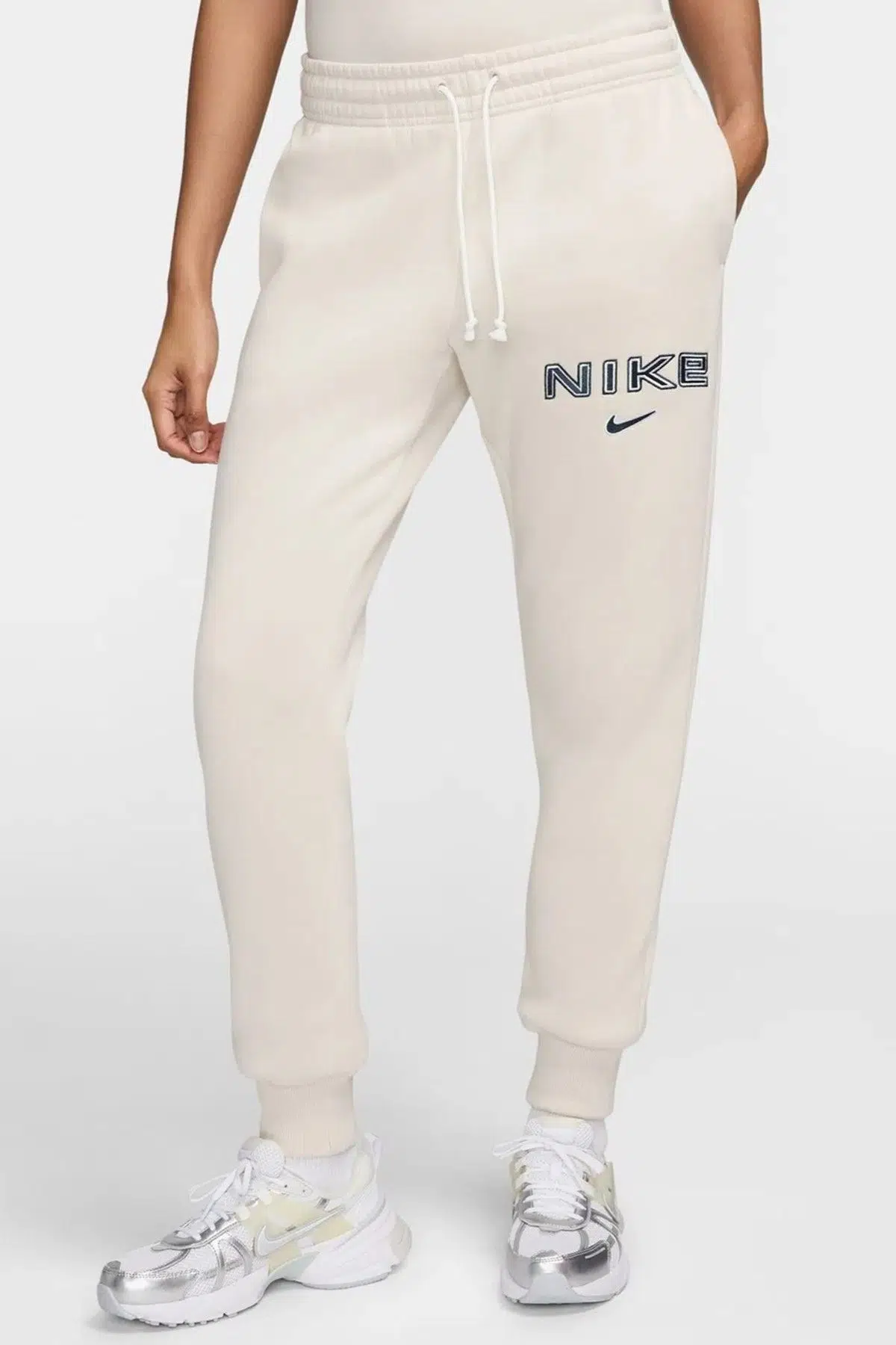 Nike Sportswear Phoenix Fleece Mid Rise Standart Fit Kadın Eşofman Altı Krem