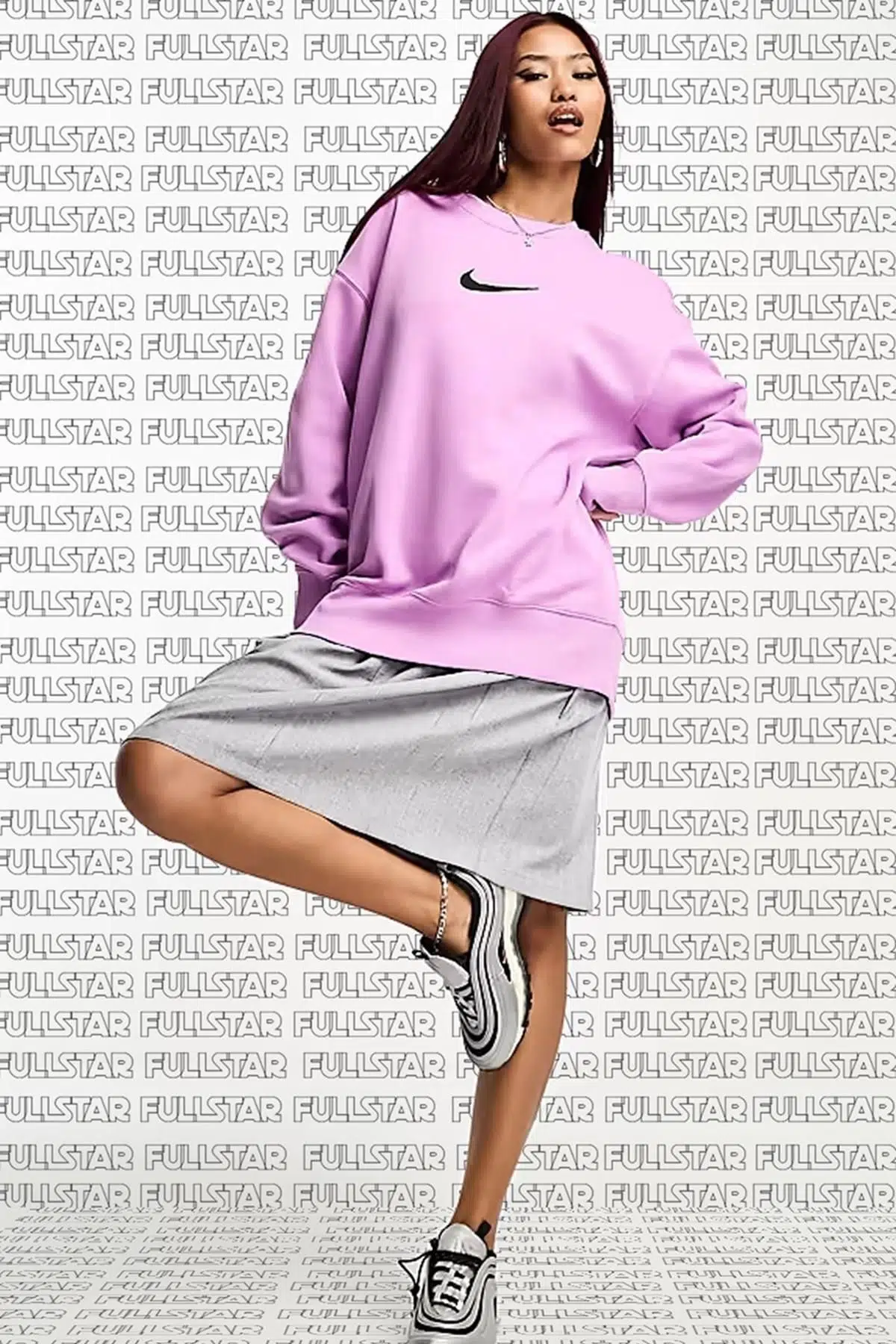 Nike Sportswear Phoenix Fleece Oversize Büyük Beden Polar Kadın Sweatshirt Fuşya