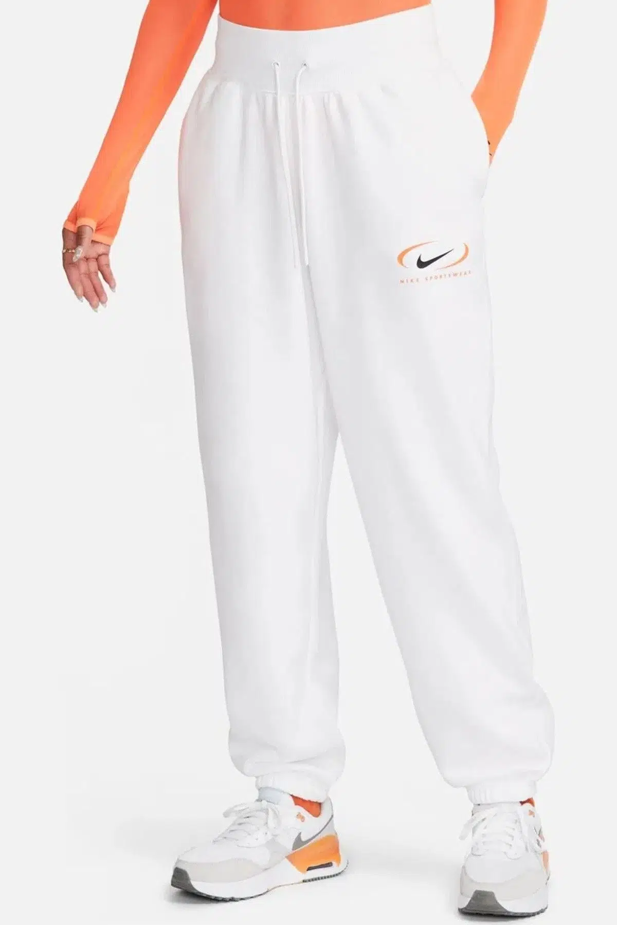 Nike Sportswear Phoenix Fleece Oversize High Rise Pants Kadın Oversize Yüksek Belli Şardonlu Eşofman Altı Beyaz Turuncu