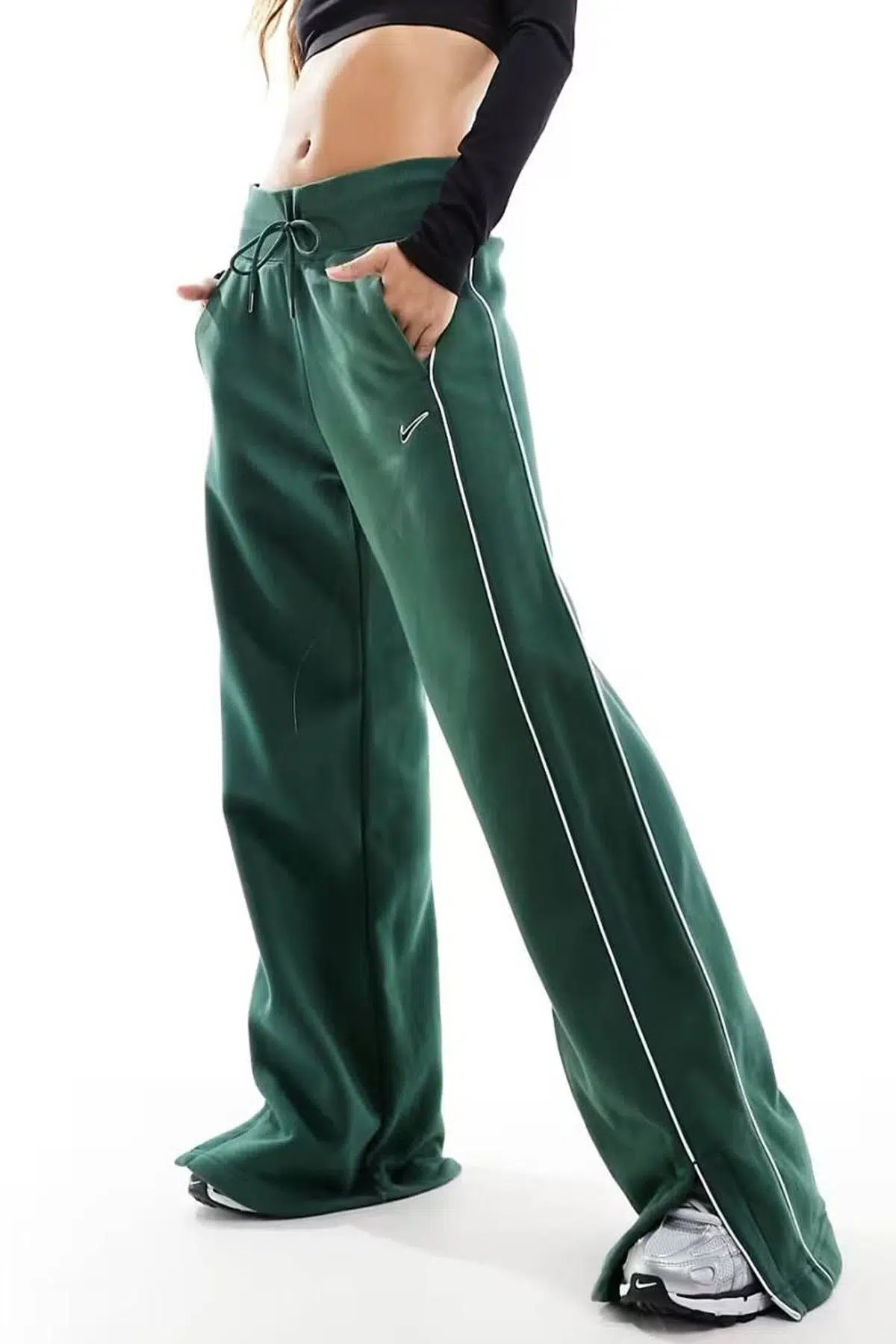 Nike Streetwear Oversized Fleece Wide Leg Jogger Kadın Oversize Geniş Paçalı Yüksek Bel Eşofman Altı Yeşil
