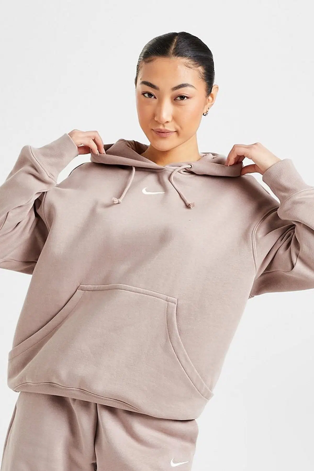 Nike Sportswear Phoenix Fleece Oversize Pullover Hoodie Kadın Kapüşonlu Bol Kesim Sweatshirt Sütlü kahve