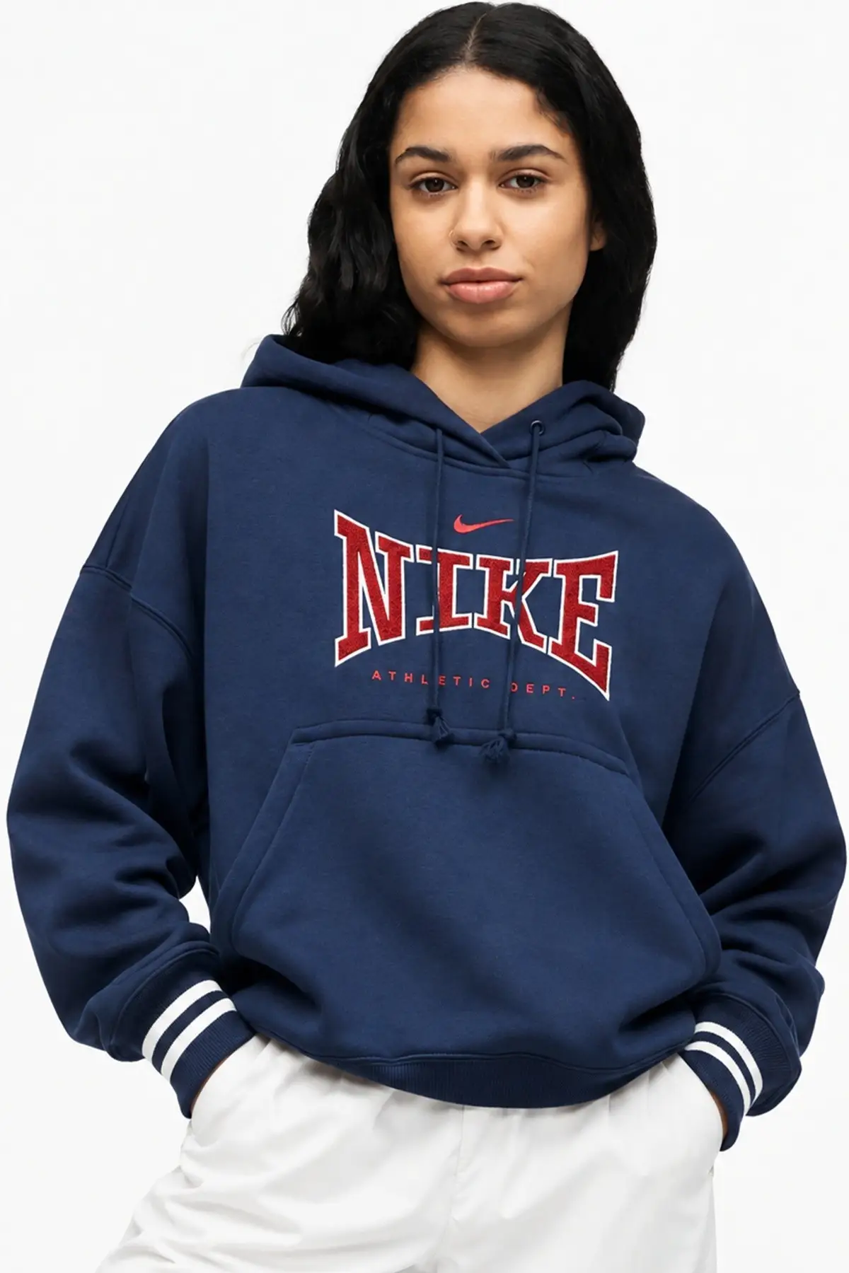IR4993-410 Nike Sportswear Phoenix Fleece Oversized Hoodie Kadın Kapüşonlu Oversize Şardonlu Sweatshirt Lacivert