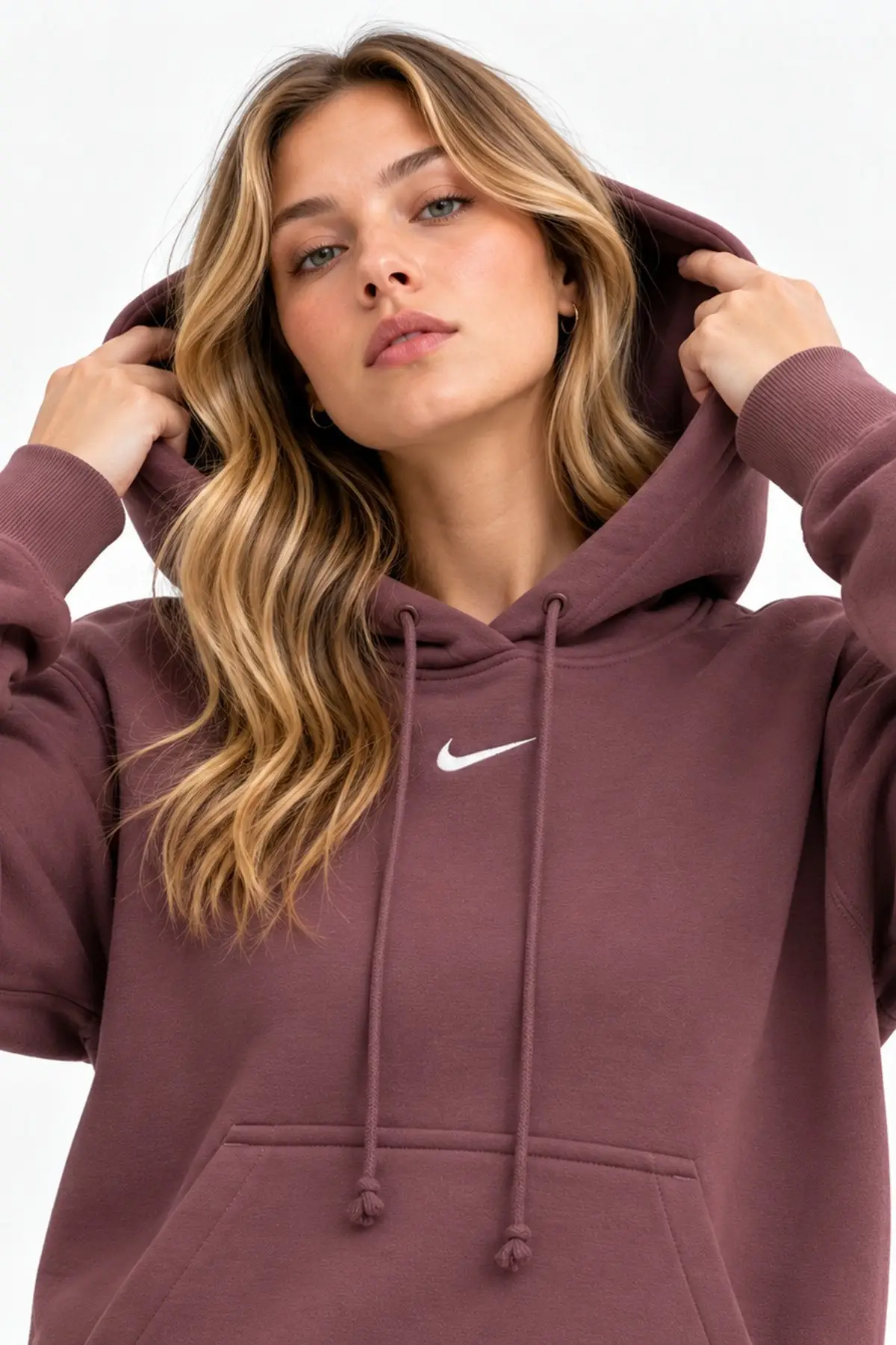 HF6839-502 Nike Sportswear Phoenix Fleece Pullover Hoodie Kadın Kapüşonlu Sweatshirt Mor