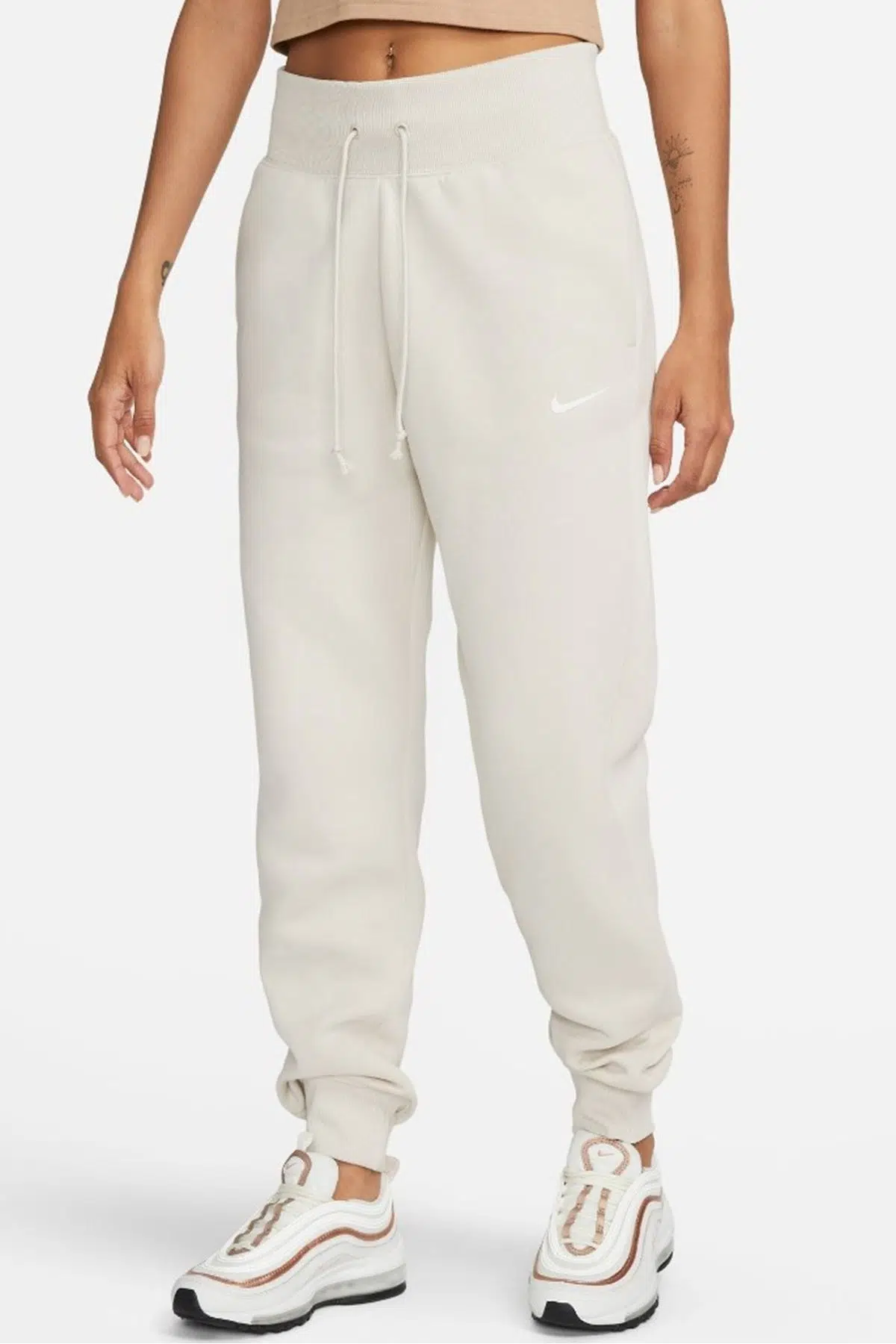 Nike Sportswear Phoenix Polar Kadın Yüksek Bel Eşofman Altı Krem