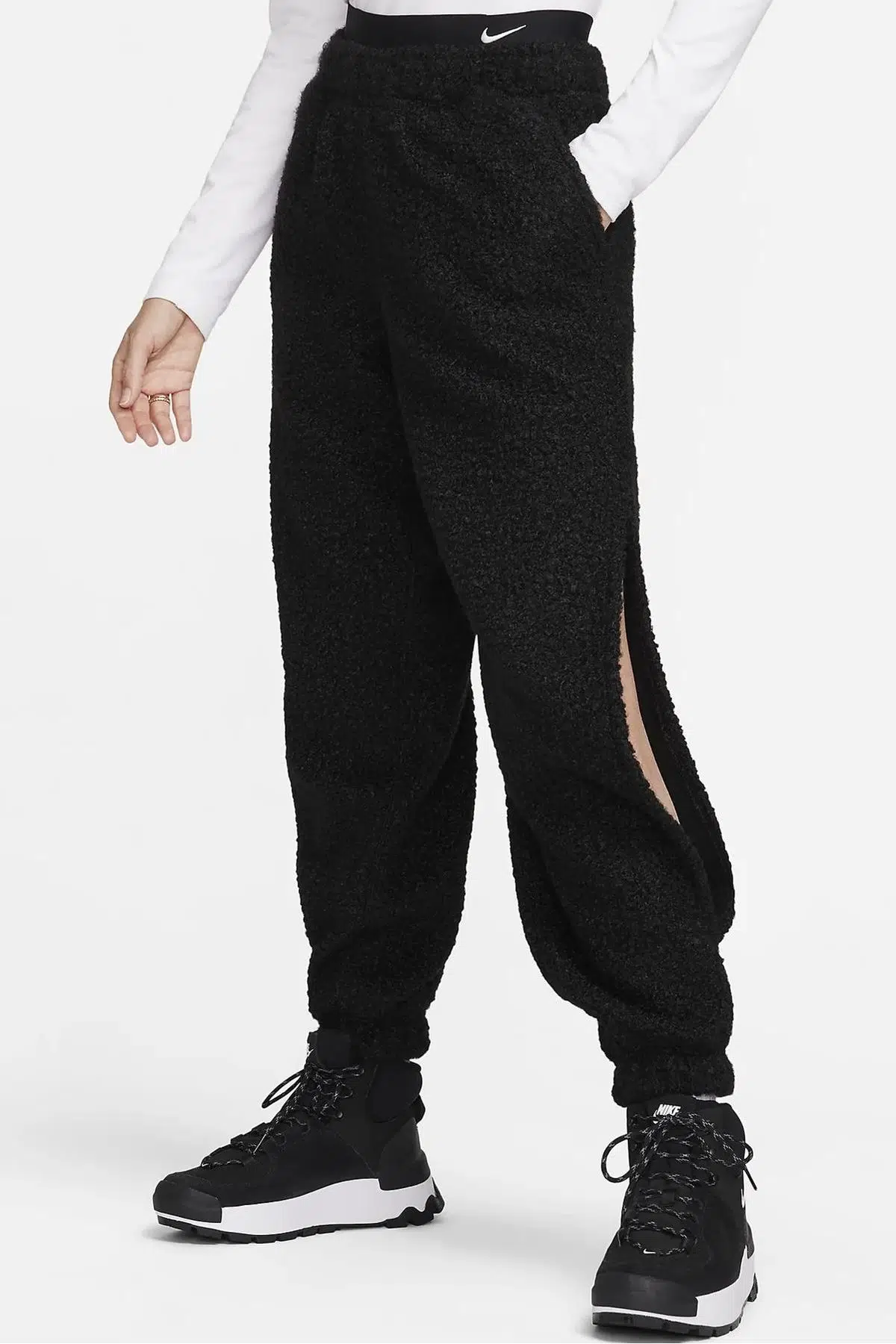 Nike Sportswear Collection Sherpa Loose Fit High Rise Jogger Kadın Yüksek Belli Eşofman Altı Siyah