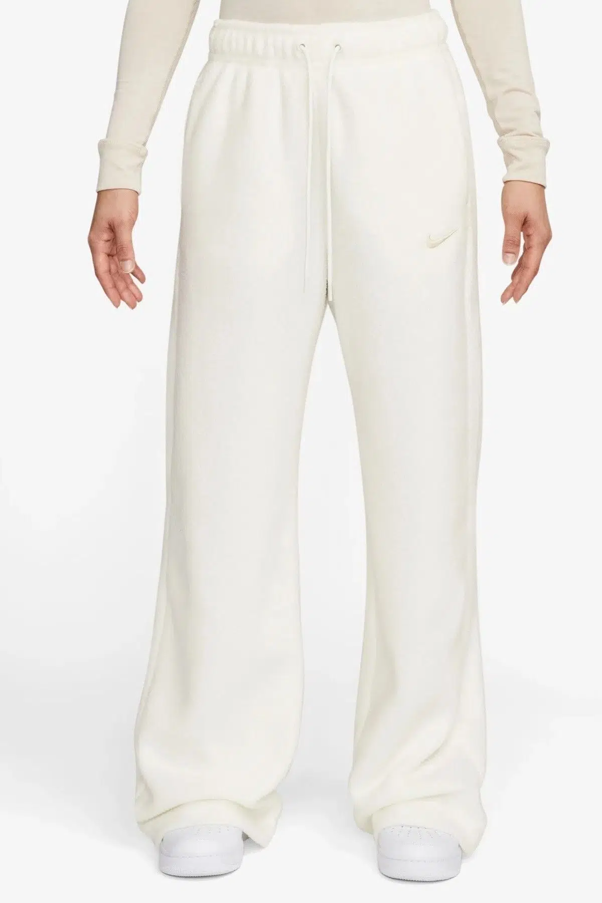 Nike Sportswear Plush Pack Wide Legs Womens Pant.Bol Kesim Geniş Paça Kadın Peluş Eşofman Altı Krem