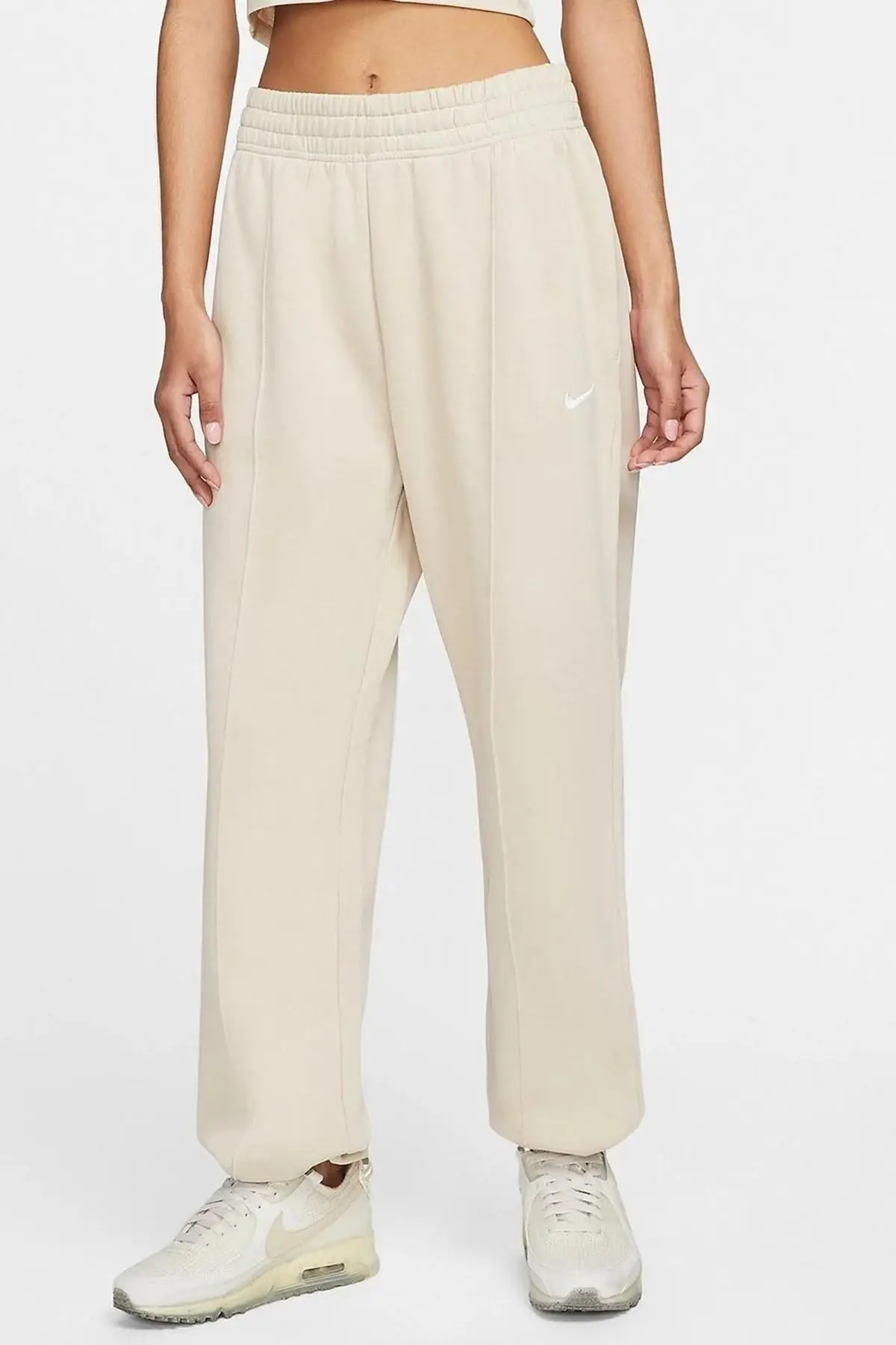BV4089-126 Nike Sportswear Regular Fit Pant Bol ve Uzun Kesim Krem Eşofman Altı
