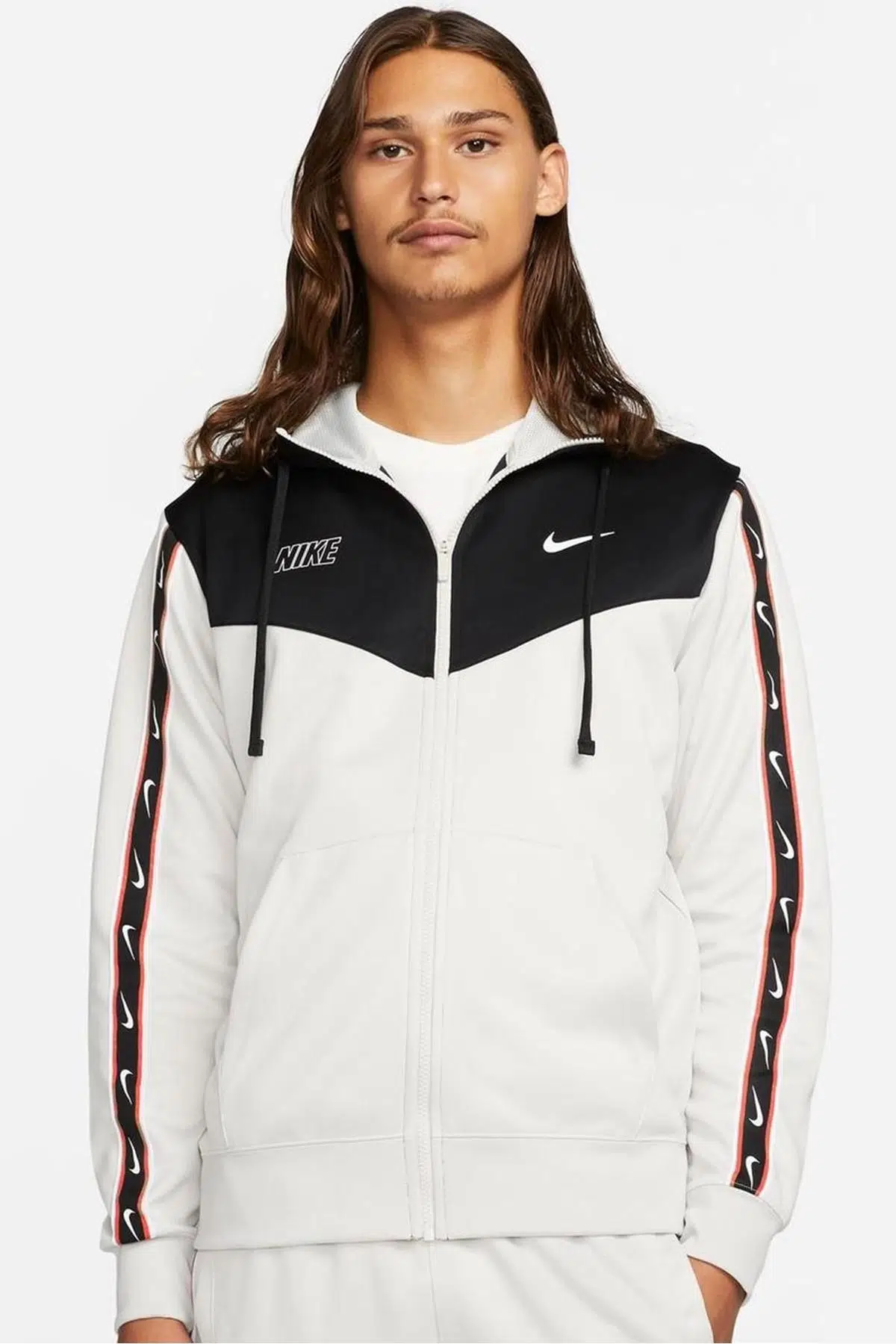 Nike Sportswear Repeat Erkek Eşofman Üstü Bej Siyah