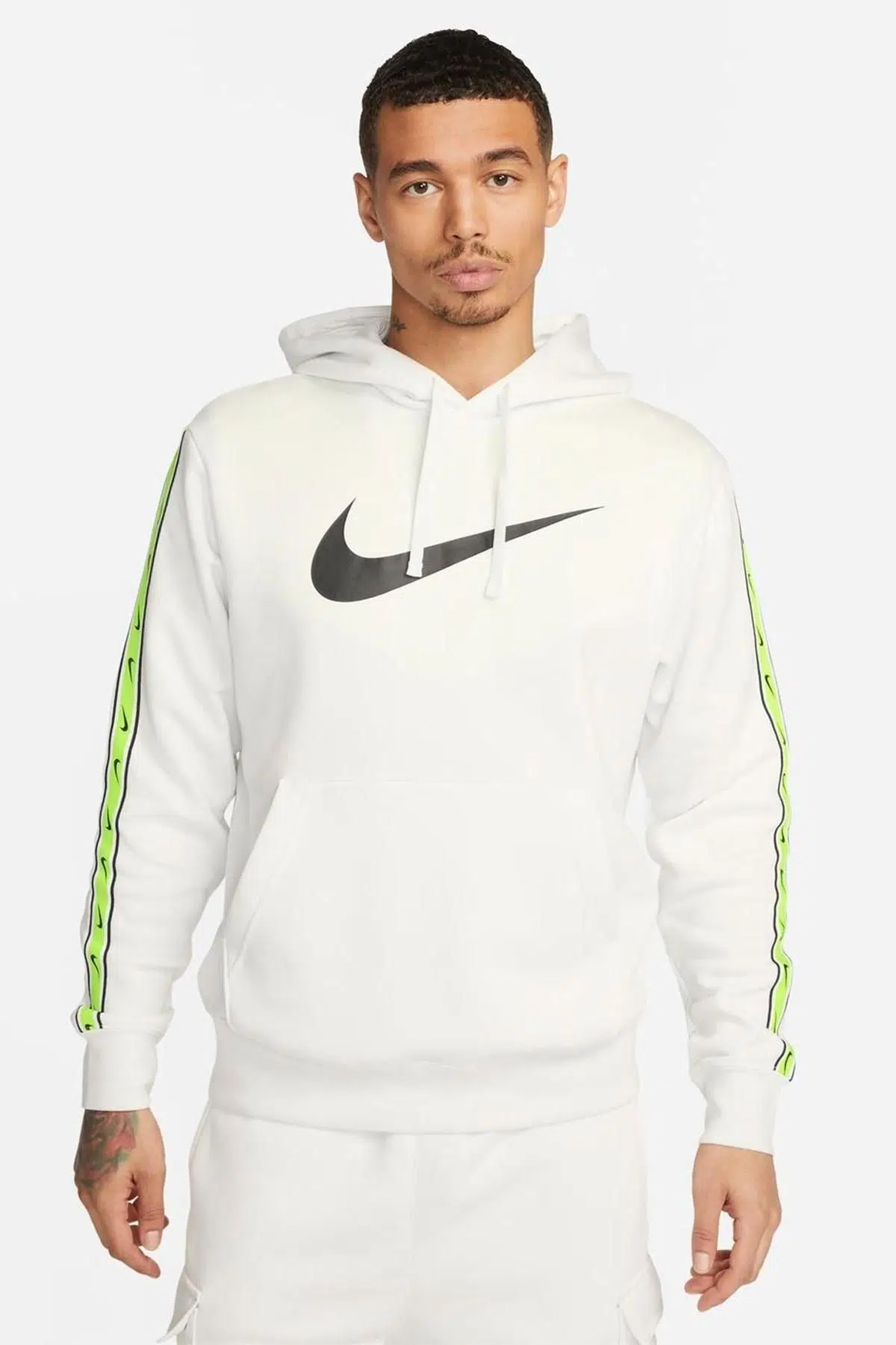 Nike Sportswear Repeat Fleece Hoodie Erkek Kapüşonlu Sweatshirt Beyaz