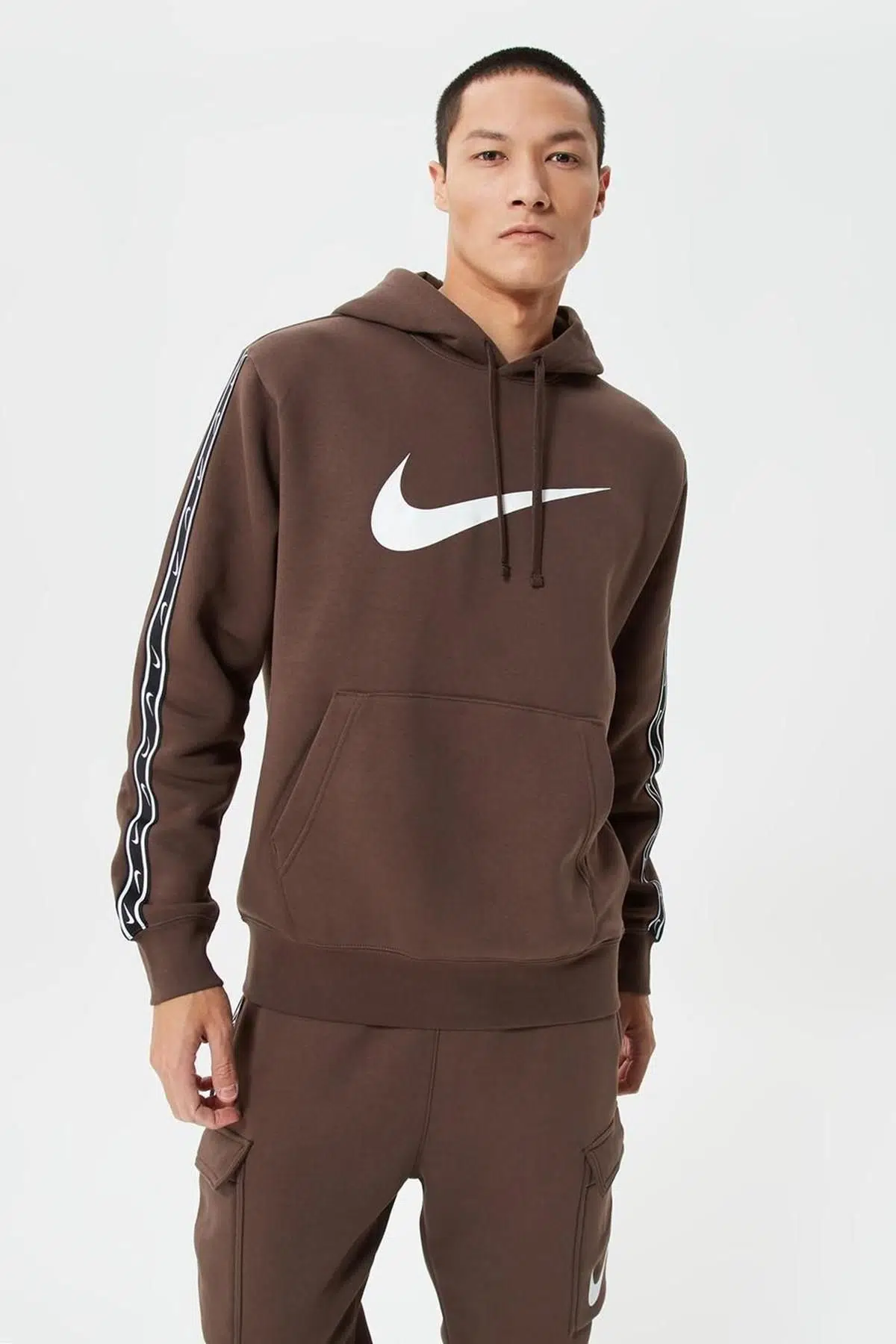 Nike Sportswear Repeat Fleece Hoodie Erkek Kapüşonlu Sweatshirt Kahverengi