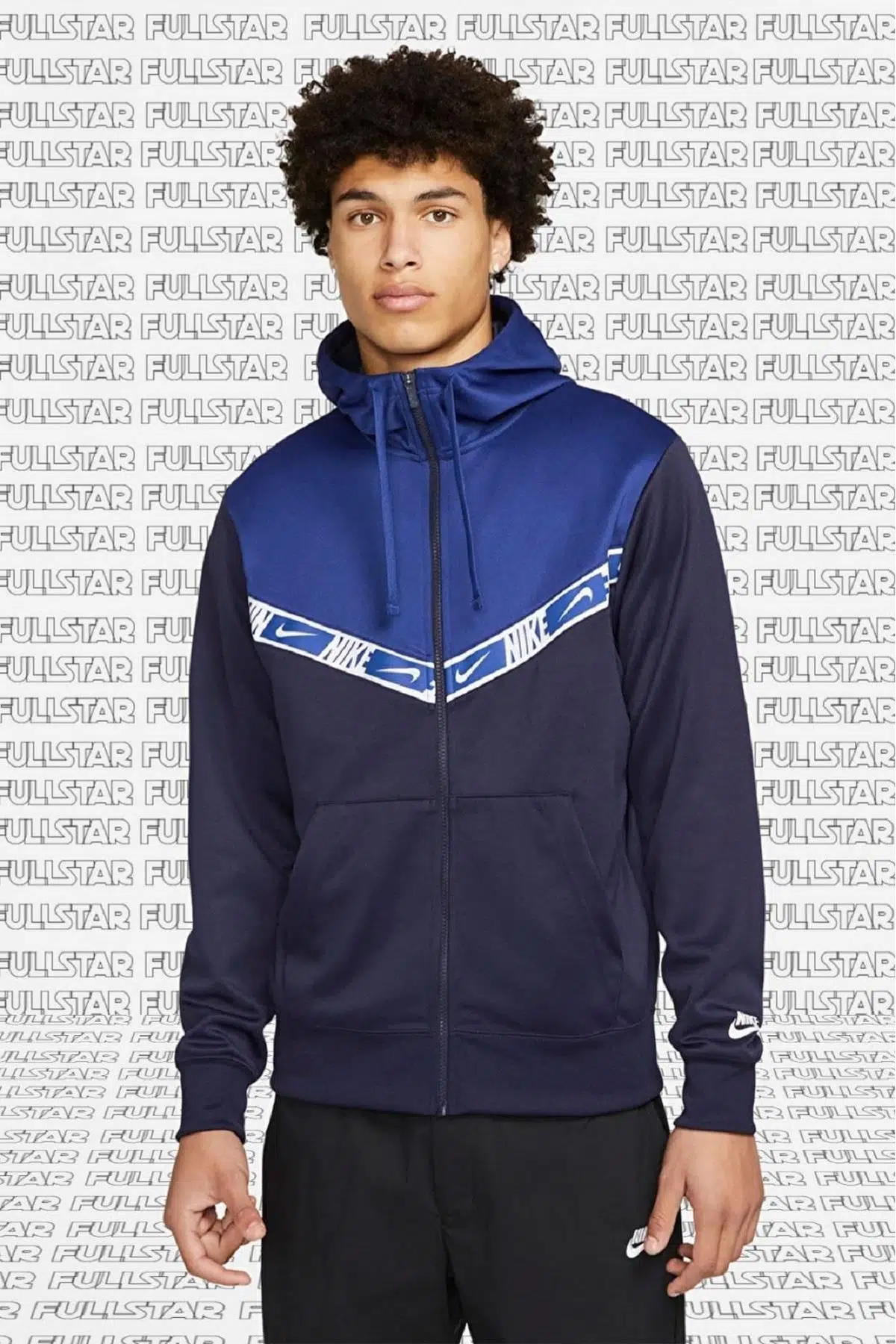 Nike Sportswear Repeat Graphic Full Zip Hoodie Kapüşonlu Erkek Sweatshirt Lacivert